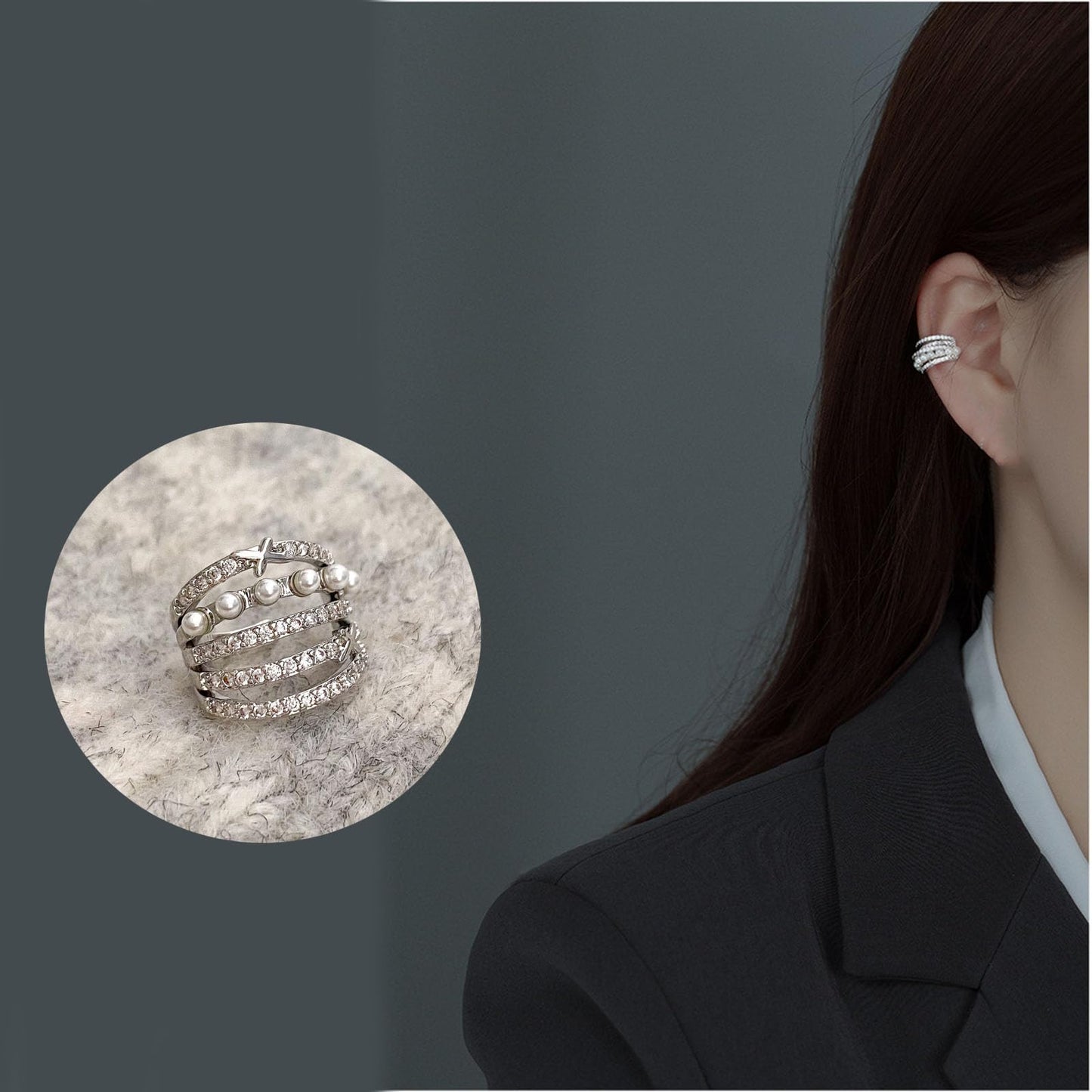 Lucpee Lymphatic Auriculotherapy White Onyx Ear Cuff, Astennu Lymphvity MagneTherapy Germanium Earrings Ga-ria Lymph'Liva Deoxi Earhoops Eleonore Earacupressure Detoxiear Balorange Earrings Non