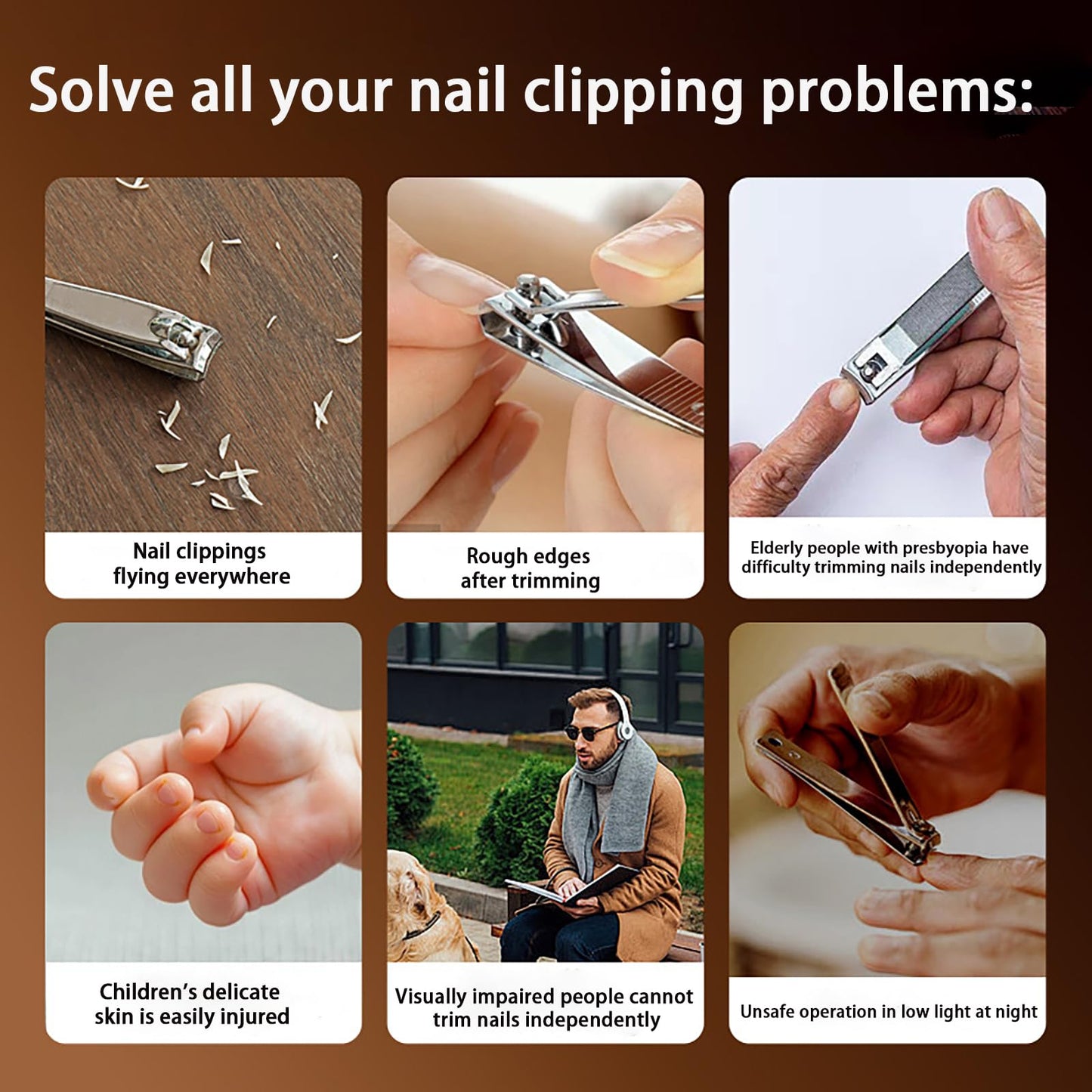 Fanyil Easyclip Smart Nail Clipper, Electric Nail Clipper for Seniors, 3 in 1 Automatic Electric Toenail Clippers for Thick Nails, Nail Care Tool with Led Light