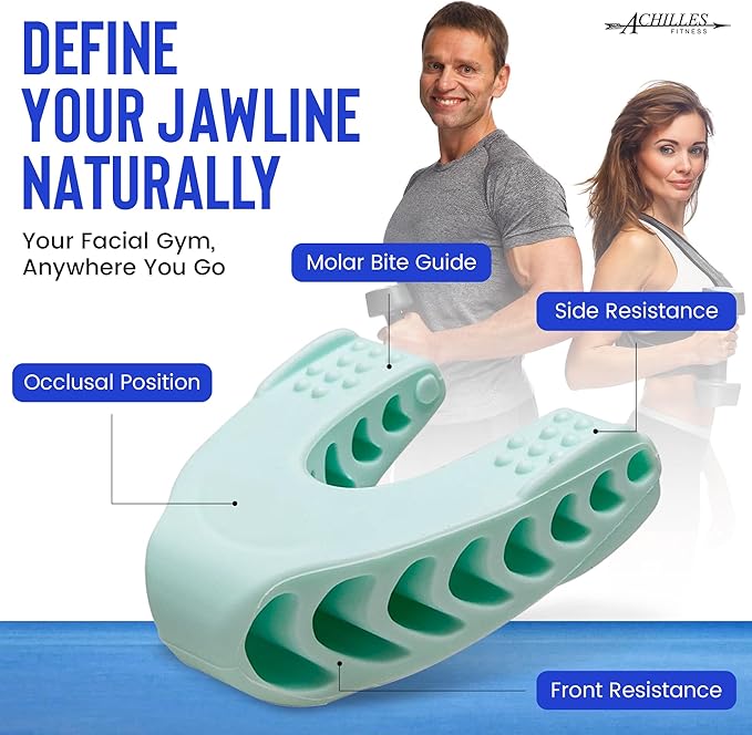 Achilles Fitness Double Chin Reducer Jaw Exerciser – Jawline Sculptor and Face Slimmer for Women and Men – Encourages Jaw Movement and Aids in Natural Jaw Function - Ideal for Mewing Practice