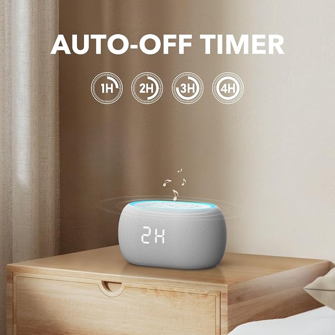 ANJANK White Noise Sound Machine Alarm Clock with Bluetooth Speaker, 21 Relaxing Sounds, 7 Night Lights,0-100% Dimmer/Sleep Timer/30-Level Volume Control,Sound Machine for Kids Adults Sleeping,Bedroom