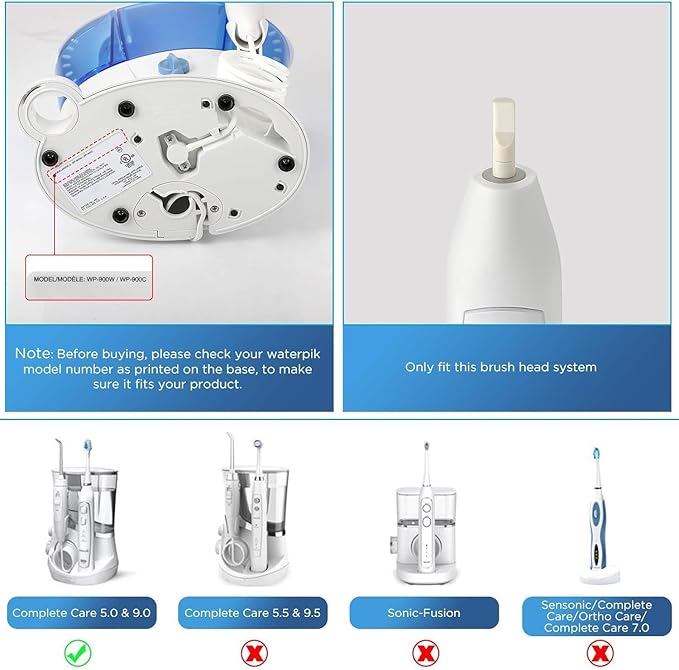 Replacement Toothbrush Heads for Waterpik Complete Care 5.0/9.0 (CC-01/WP-861), STRB-8WW, (8-Pack, White)