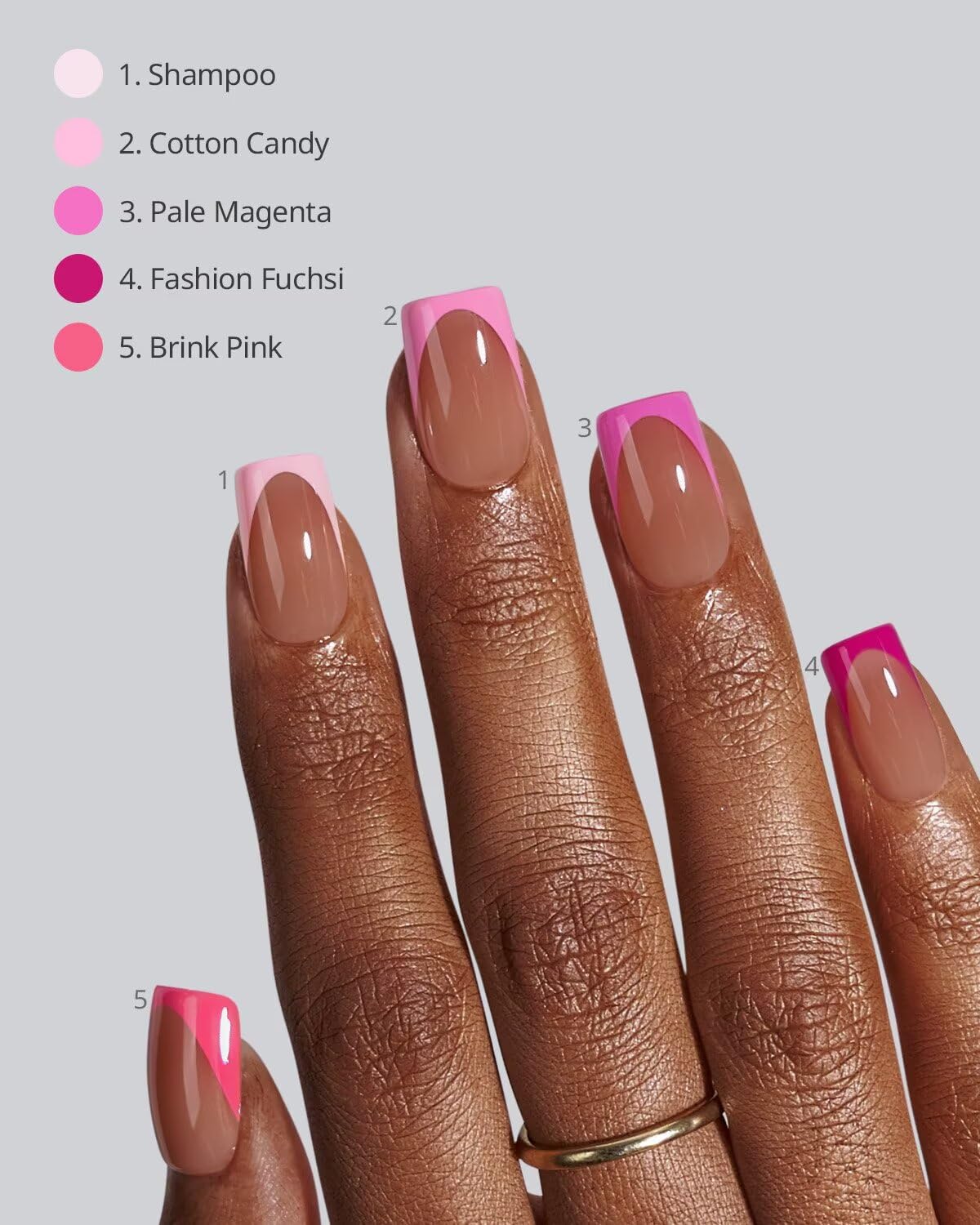 BTArtboxnails XCOATTIPS Press On Nails Short - 5 Pink Shades & 160PCS Square French Tip Nails, Soak Off Soft Gel Nail Tips Salon Quality Gel Nail Extensions in 16 Sizes