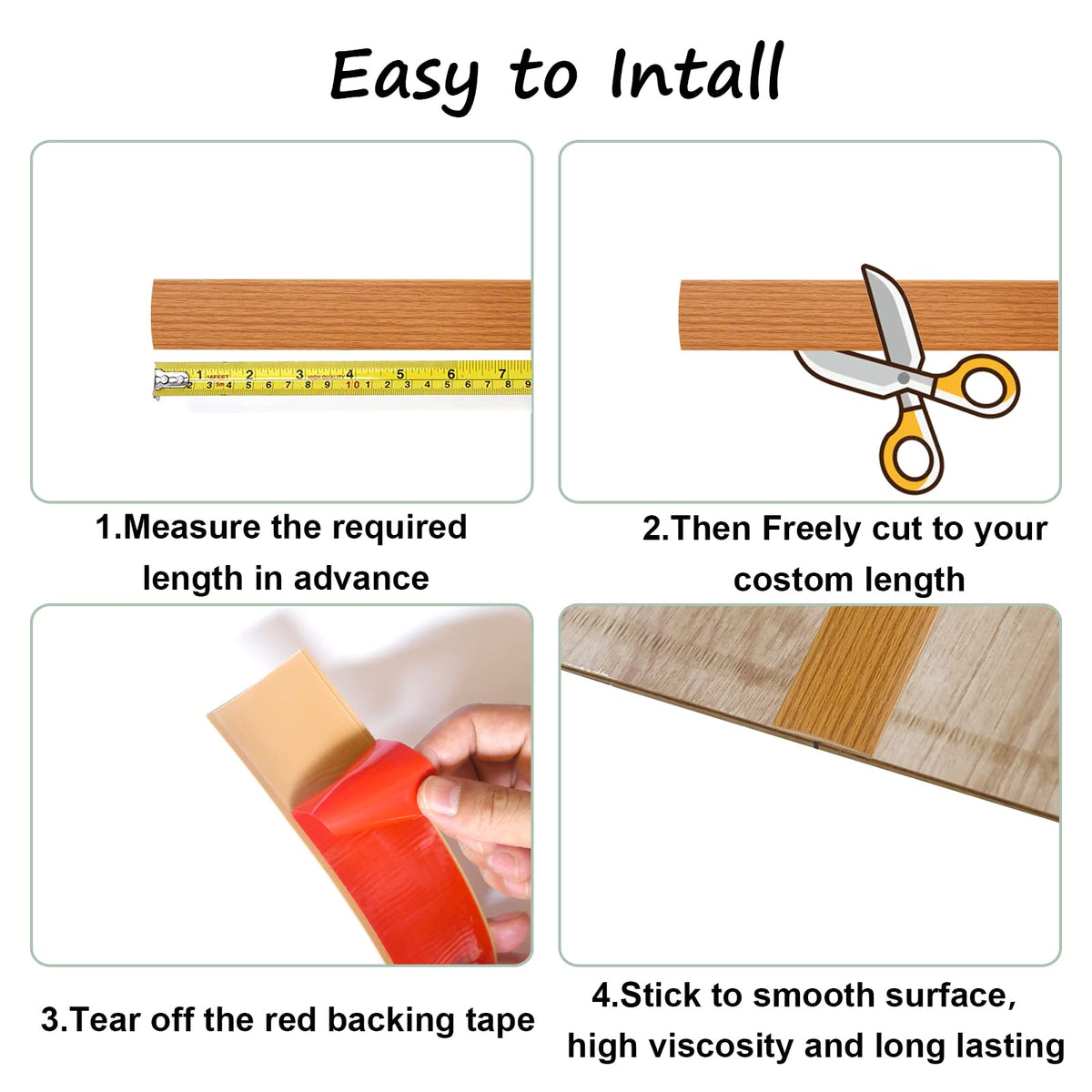 Floor Door Flat Transition Strip & Self Adhesive Vinyl Edge Trim