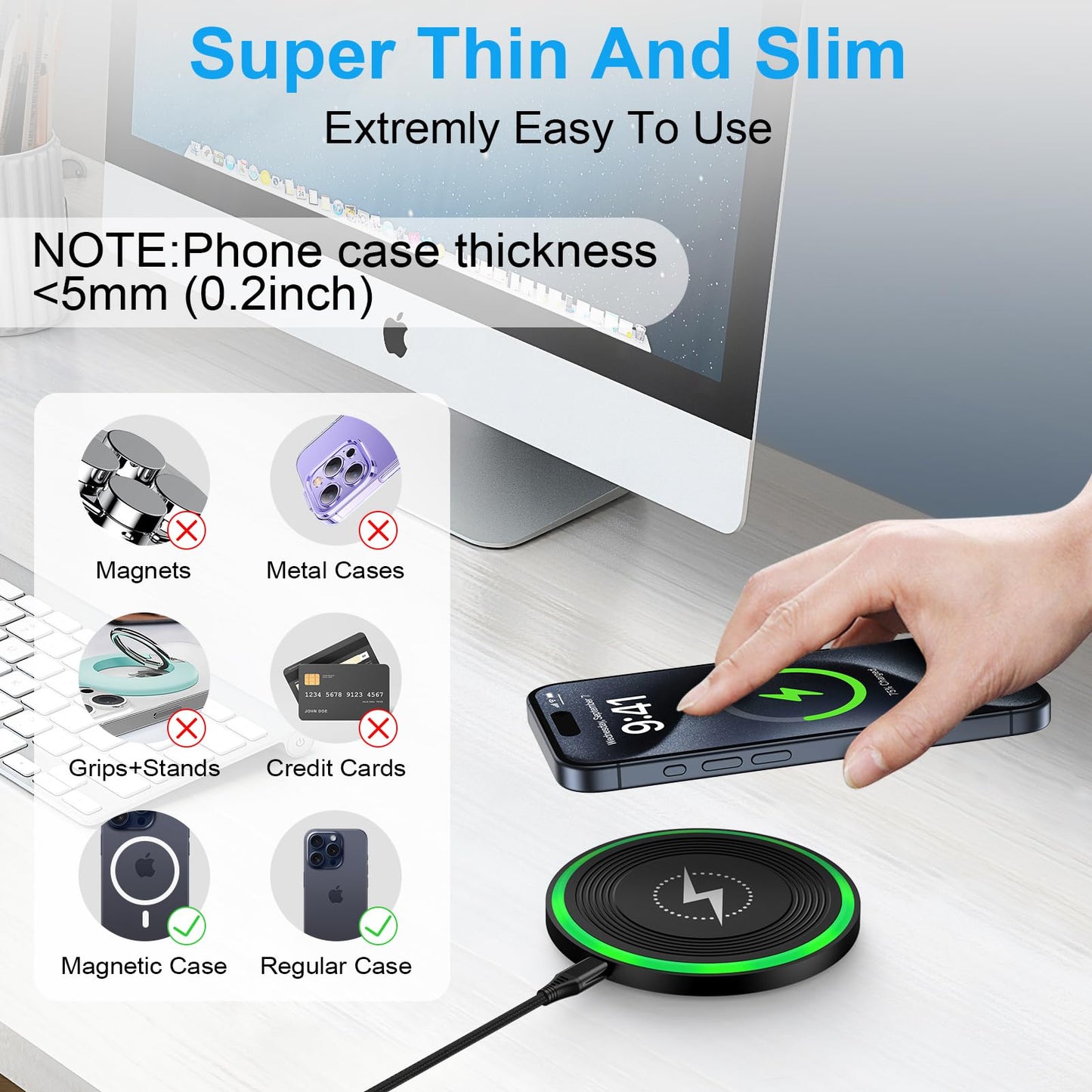 for Samsung Wireless Charger Fast Charging Pad for Samsung Galaxy S26 Ultra S25 FE S25 S24 Plus S23 Z Flip7,Android Phone Wireless Charging Station Cargador Inalámbrico Para for iPhone 17 with Adapter