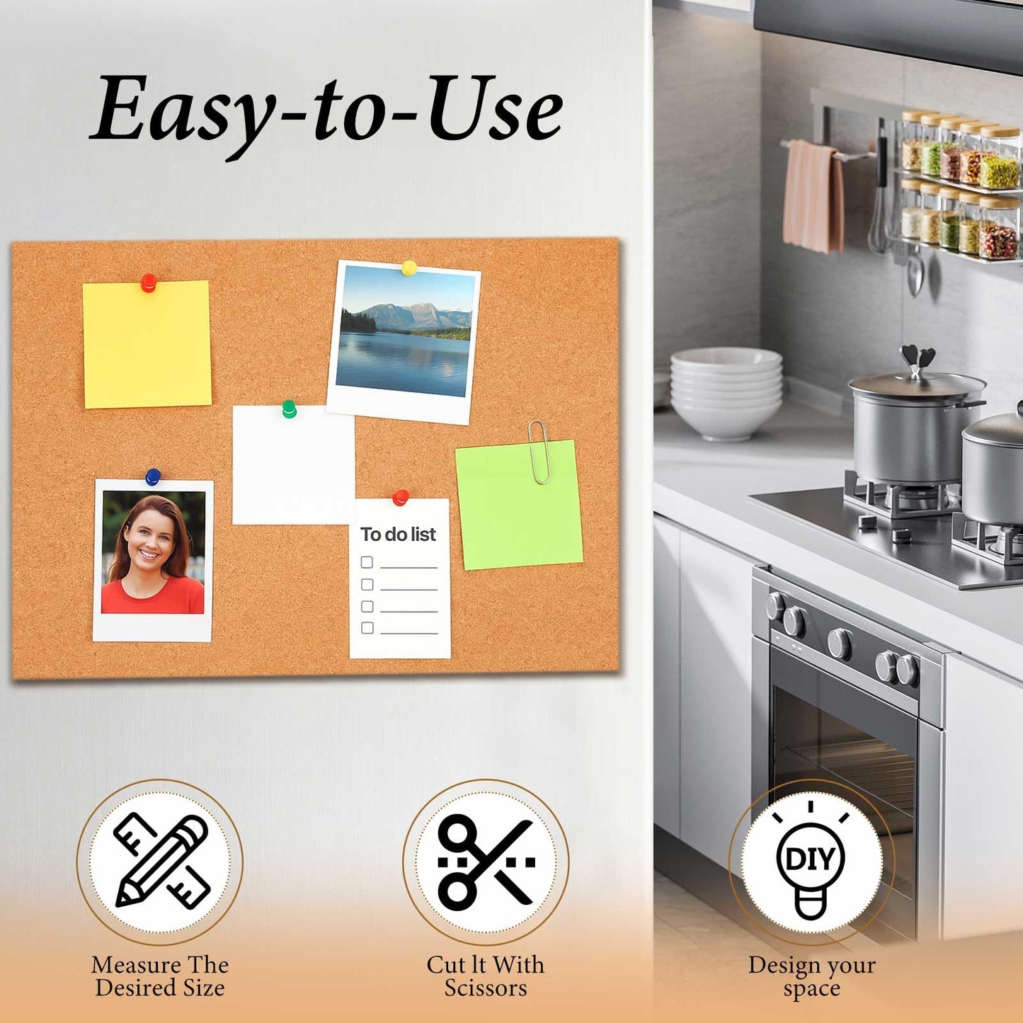 Pangda Multi-Purpose Cork Board Roll 12in x 10ft, 1/4" Thick Cork Roll for Bulletin Boards, Decorative Photo and Message Push Pin Displays Versatile for Home, School, and Office