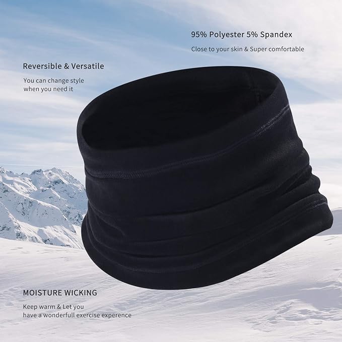 Polar Fleece Neck Warmer - Windproof Winter Neck Gaiter Cold Weather Face Mask For Men Women - 1 Pack