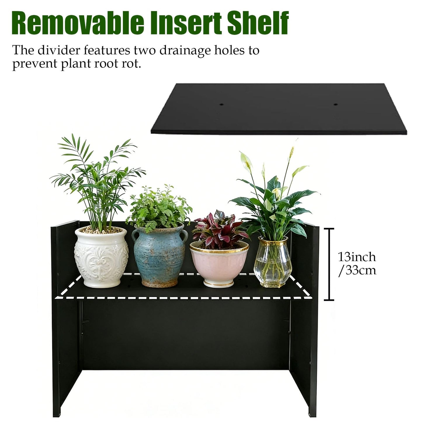 Metal Rectangular Planter, Metal Planter Box, 38" L x 13" W x 30" H Large Heavy Duty Tall Black Planter Box with Drainage Holes and Adjustable Balancing Feet Ideal for Porch, Garden, Patio, Yard