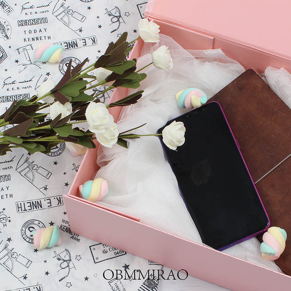 OBMMIRAO 1Pcs Pink 13x9x4 Inch Upgrade Hard Large Gift Box with Lid, Foldable Magnetic Gift Boxes,Groomsman Box Bridesmaid Proposal Box, Reusable Gift Boxes for Clothes