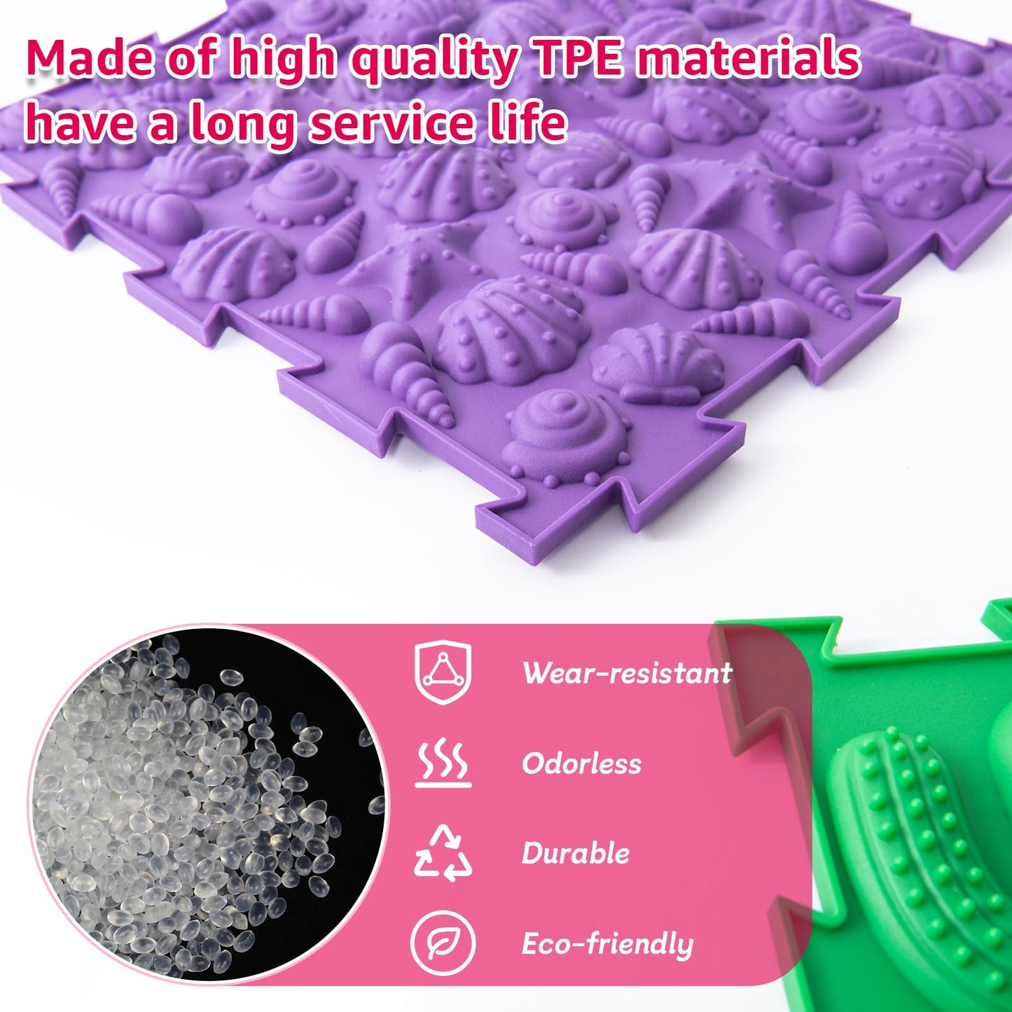 Edusense Sensory Mat for Autism Children - Textured Puzzle Play Mat for Kids, Non-Toxic Massage Game Floor Tiles | Safe Sensory Room Must Have (Classical)