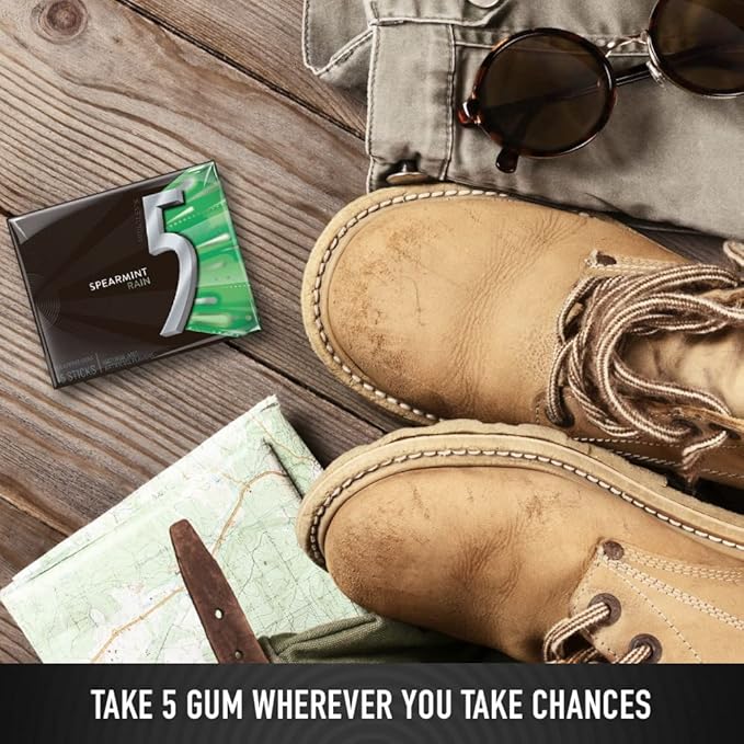 5 GUM Peppermint Cobalt, Spearmint Rain, Wintermint Ascent Sugar-Free Chewing Gum Variety Pack, 15 Packs, WRIGLEY'S 15 Stick