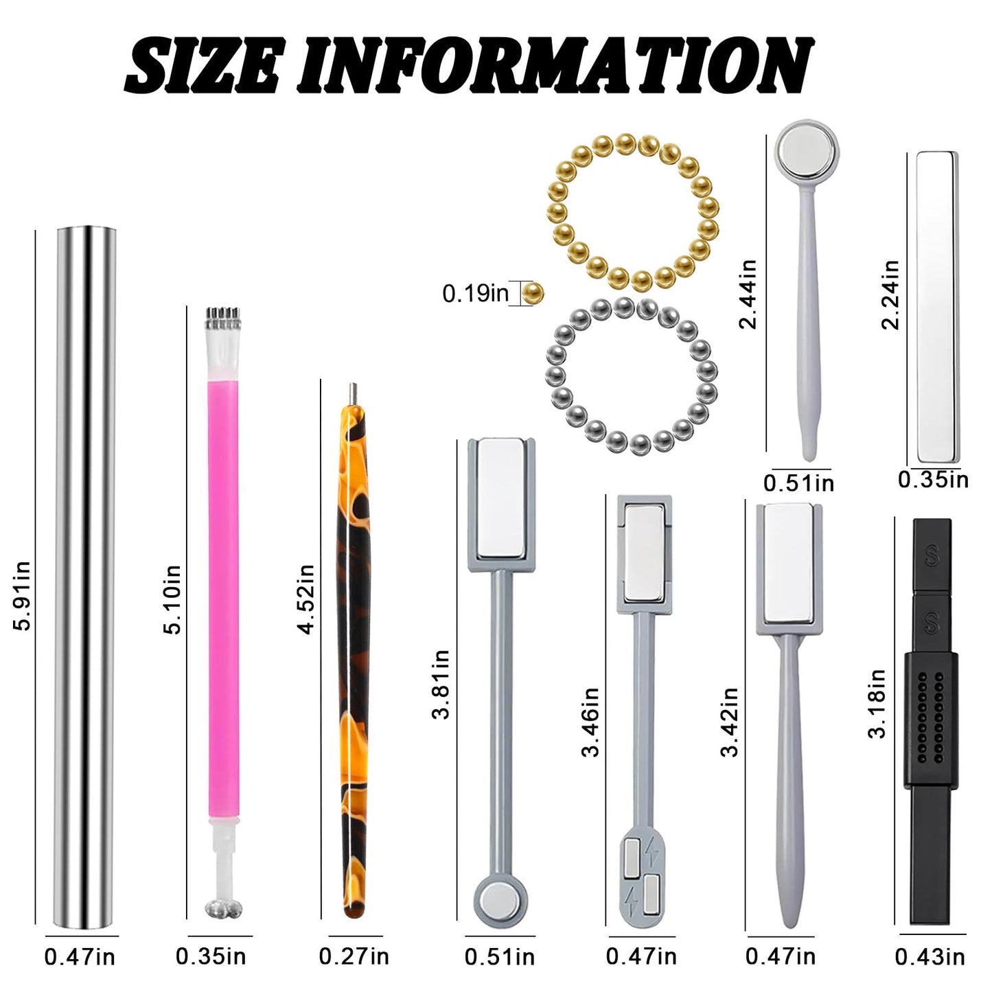 JERCLITY 49 Pieces Cat Eye Magnet for Nails Magnetic Beads with Water Ripple Effect Strong Cylindrical Nail Magnet Square Nail Magnet Double-Head Multi-Function Magnet for Cat Eye Gel Polish