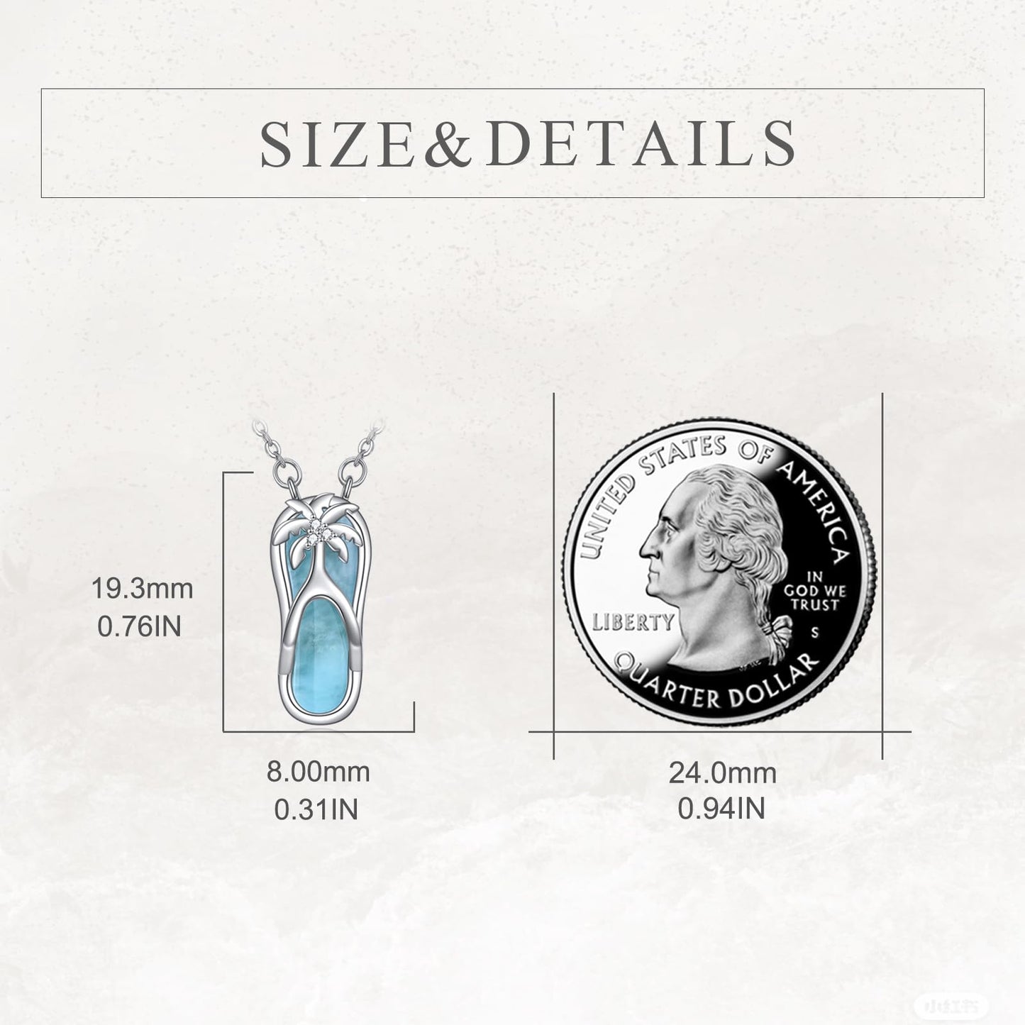 CRMAD Slippers Larimar Beach Necklace Sterling Silver Tree Ocean Jewelry for Women(Slippers)