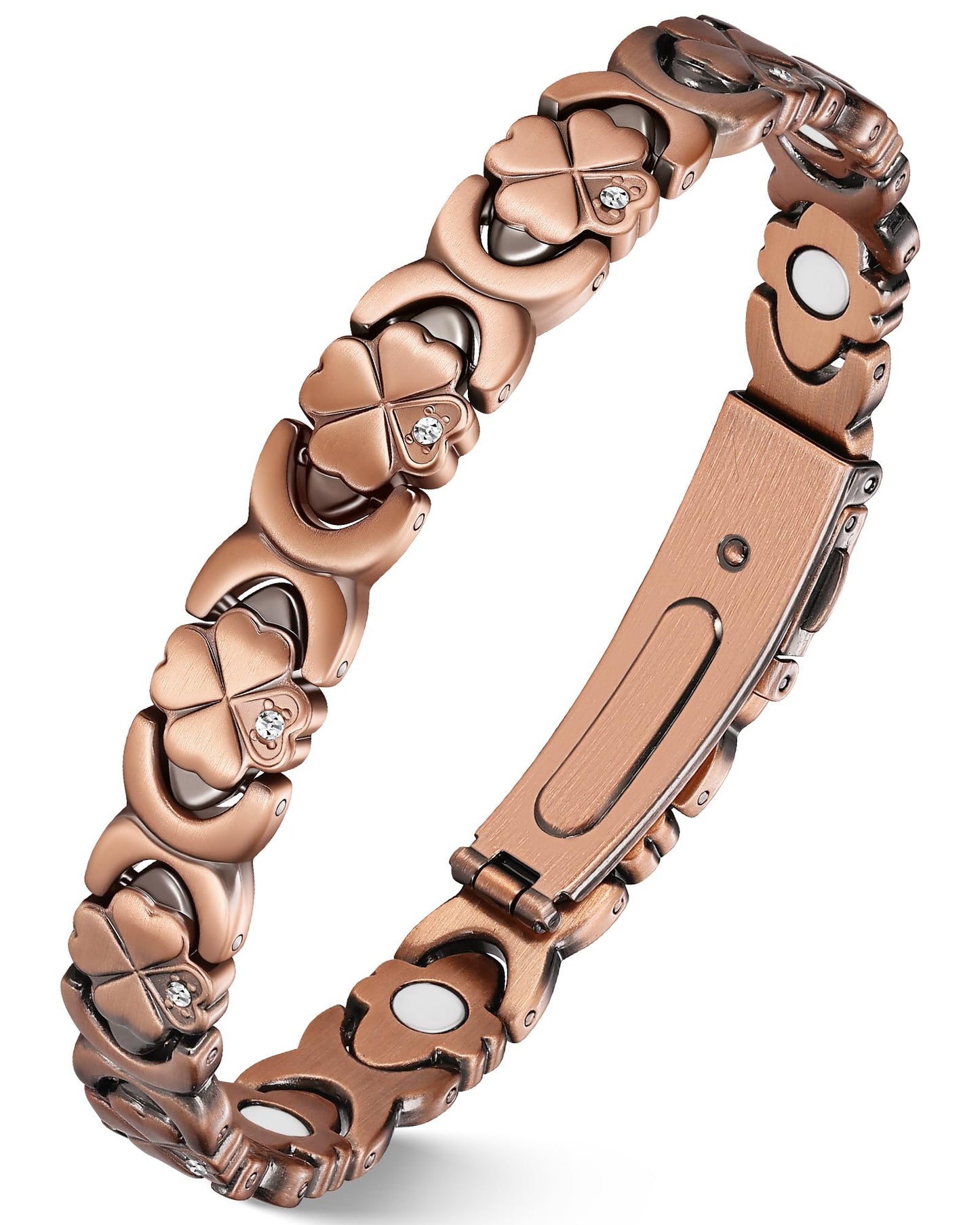 Jecanori Magnetic Copper Bracelet for Women — 3500 Gauss Magnets — Premium Fold-Over Clasp & Adjustable Length,Copper