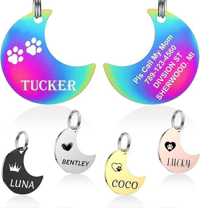 YEHANTI Personalized Dog Tags Engraved for Pets - Stainless Steel Custom Dog Cat Tag with Various Cute and Beautiful Icons, Double Sided Engraved Pet ID Tags Dog Name Tag, Bone