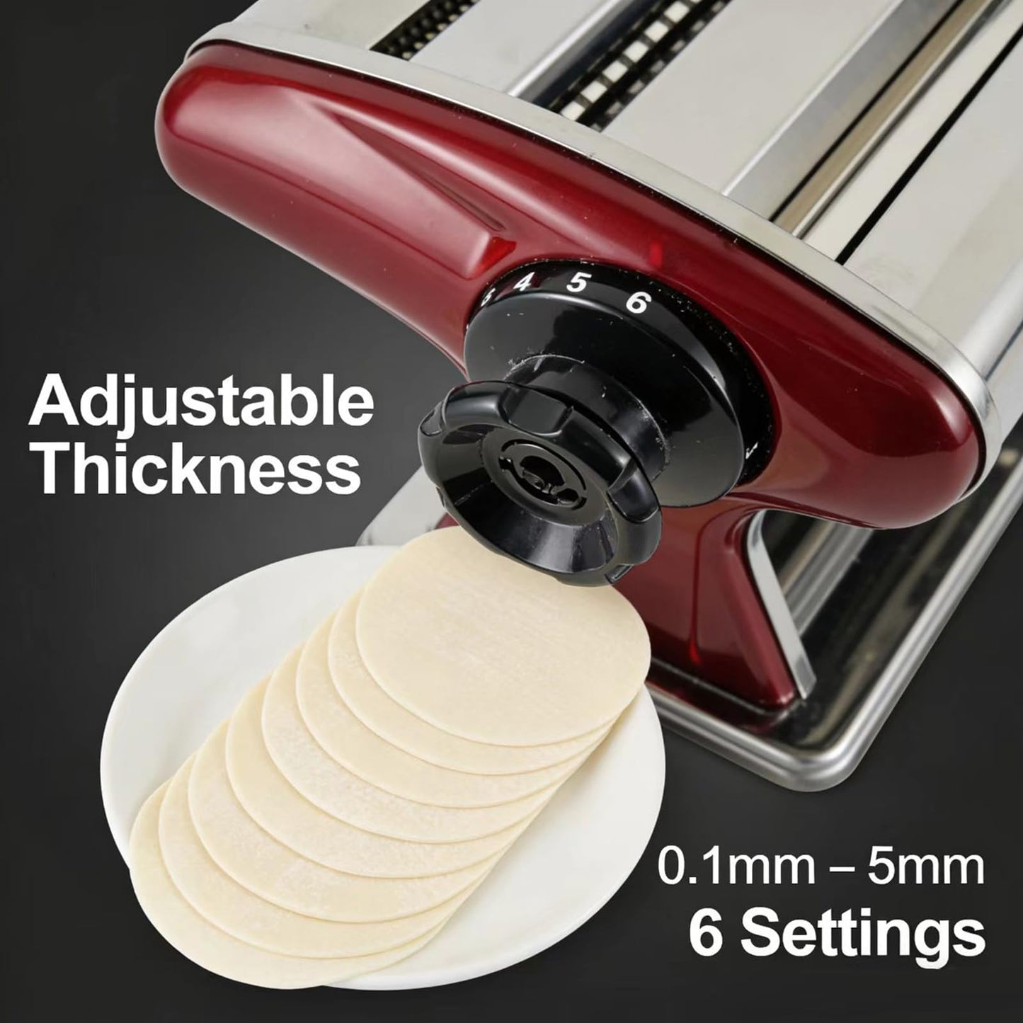 LEONEBEB Pasta Maker Stainless Steel – 2-in-1 Manual Noodle Machine with 2mm & 4mm Cutters, Adjustable Thickness 0.1-5mm for Spaghetti, Fettuccine, Ramen, Dumpling Wrappers