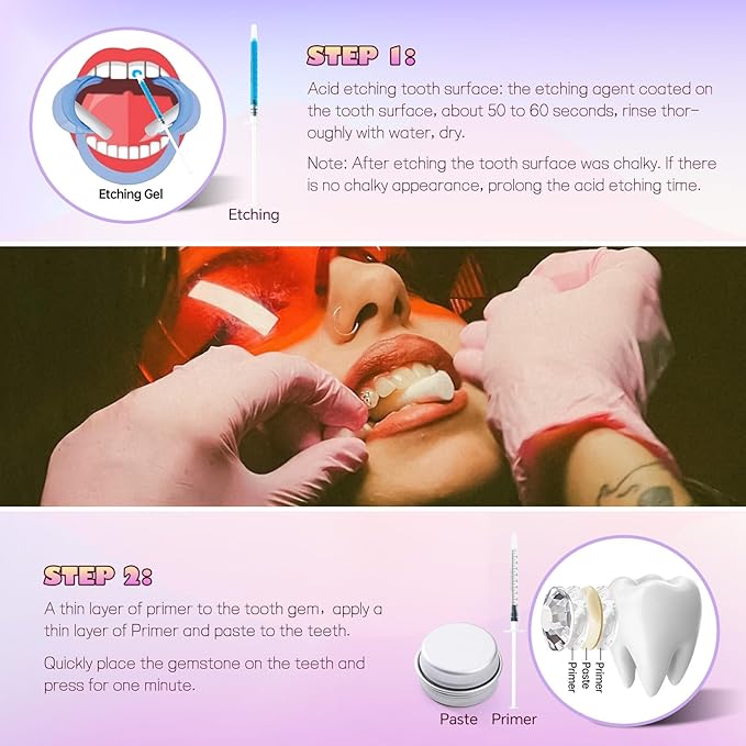 WATRZ Teeth Gem Kit,Tooth Diamonds Gems Kit for Teeth DIY Crystals Tooth Jewelry for Girls DIY Crystal Spider Snake Cross Heart Butterfly Lightning Bolt Pink Purple Black Red for Boys(White)