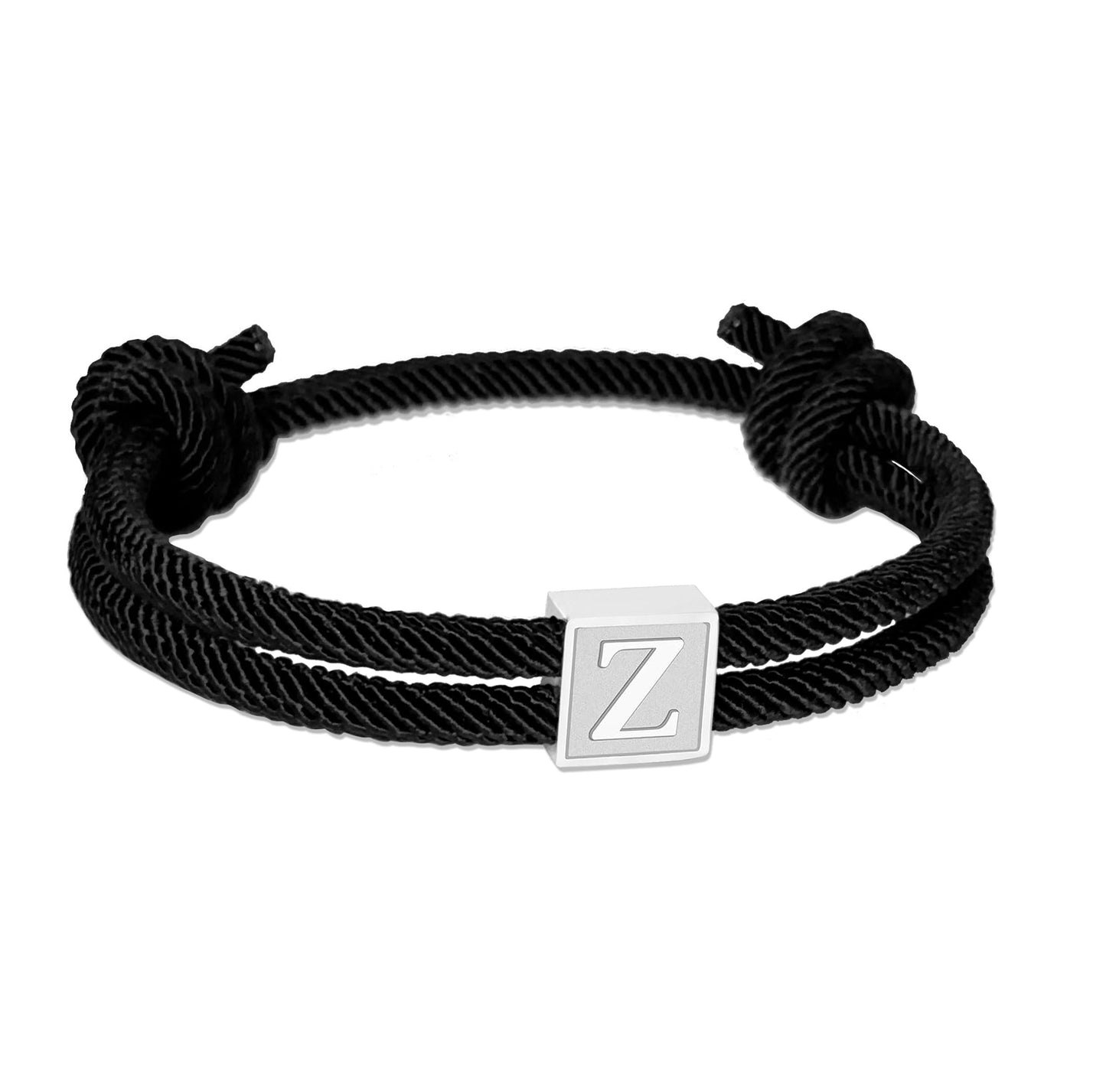 BHDJSHX 26 Letter Alphabet Bracelet (Letter Z) - Adjustable Black Rope Initial Jewelry for Couples, Friends & families
