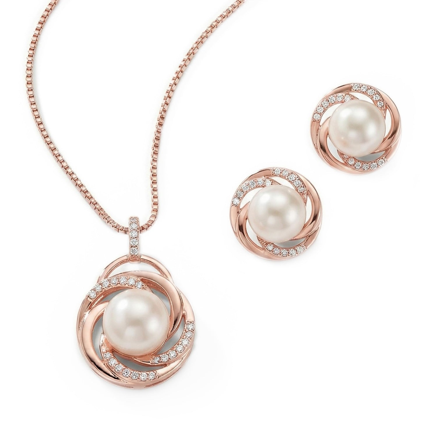 Mariell Freshwater Pearl Wedding Necklace Earrings Set for Brides, Bridesmaids, Birthday Gift