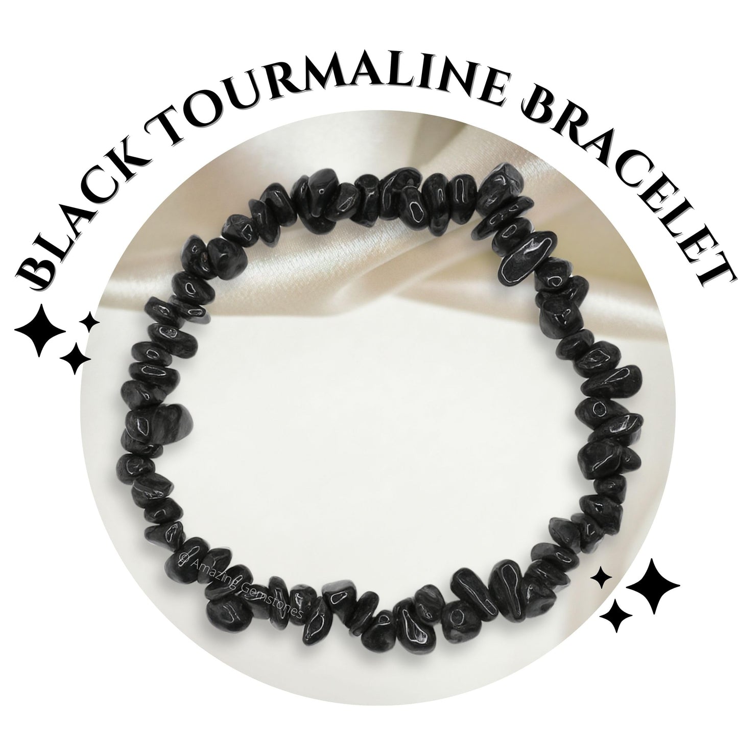 Amazing Gemstone Chips Bracelet (Black Tourmaline)