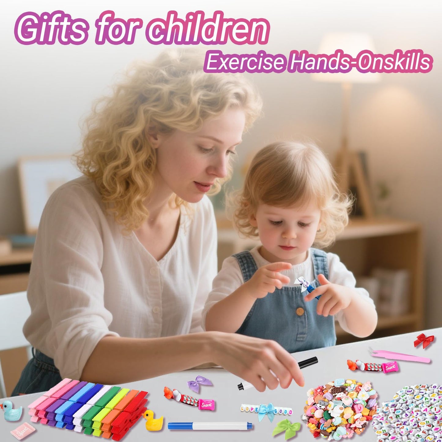 Hodvya 80 PCS Cheer Pins Spirit Clips Include 80 PCS Colored Wooden Clothes pins 99 Pcs Mini Resin Ducks Animals mini Bows and Stickers Pen 200 Beads Pearls Cheer pins for Cheerleaders