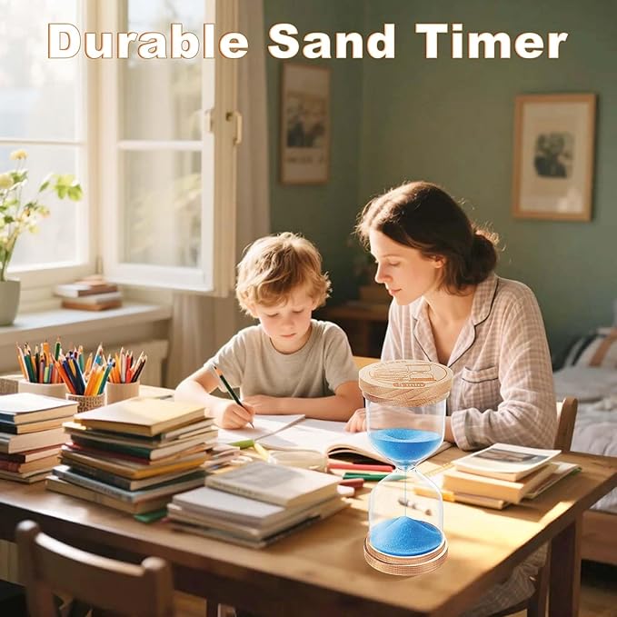 5 Minute Sand Timer, Wooden Blue Hourglass Hour Glass Timer, Small Sand Clock, Sand Watch 5 Min for Toothbrush, Classroom, Games, Desk,Decor (Blue)