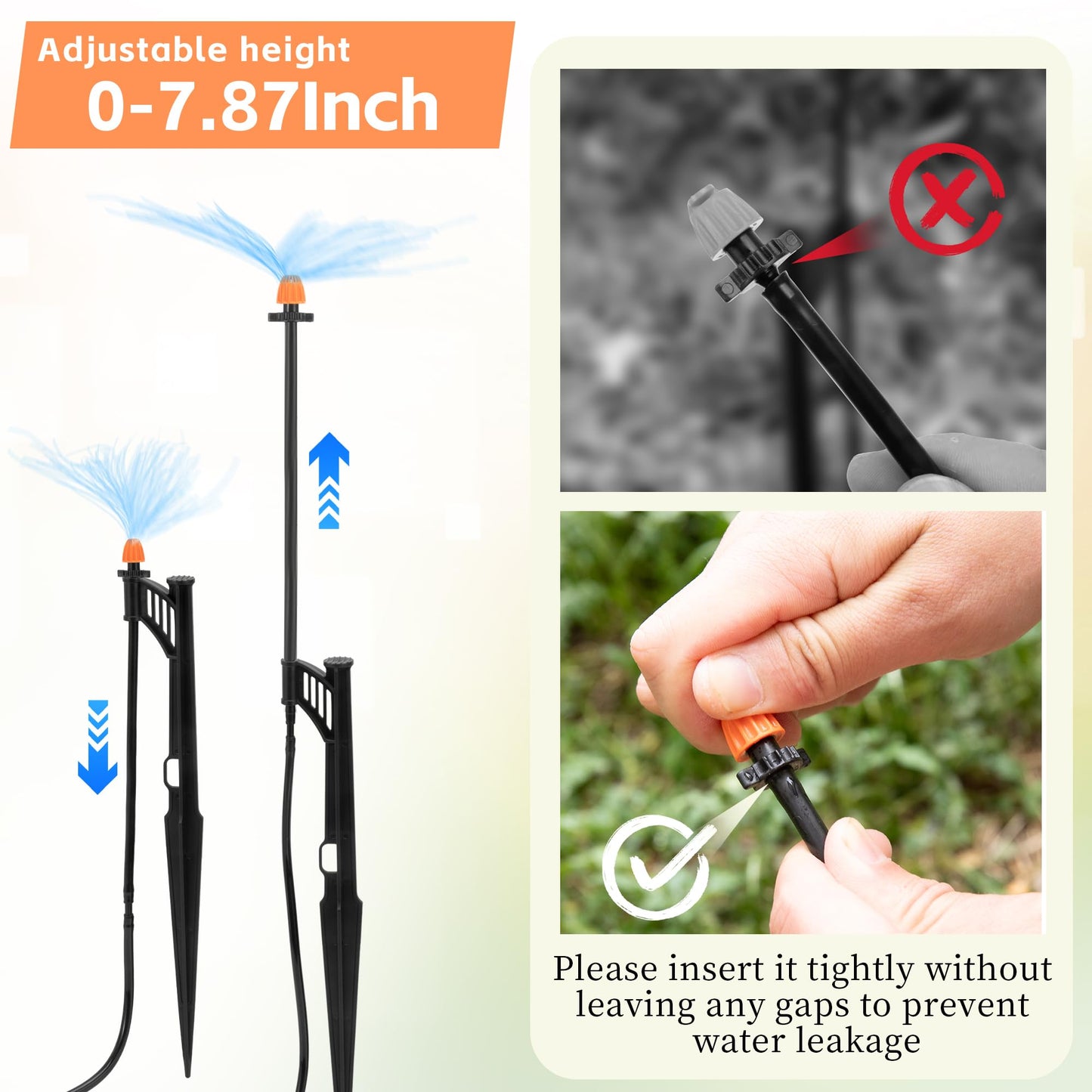 12 Sets 360°Drip Micro Spray Emitters with Sprinkler Stake, Drip Sprinkler Heads with Adjustable Riser 1/4" Irrigation Tubing and Barbed Coupler,Micro Sprinkler Assembly for Garden Irrigation System