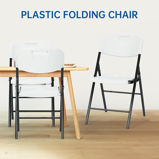 8 Pack Thicker 800 LBS White Folding Chairs, Commercial Grade Folding Chair, Foldable Chairs for Events