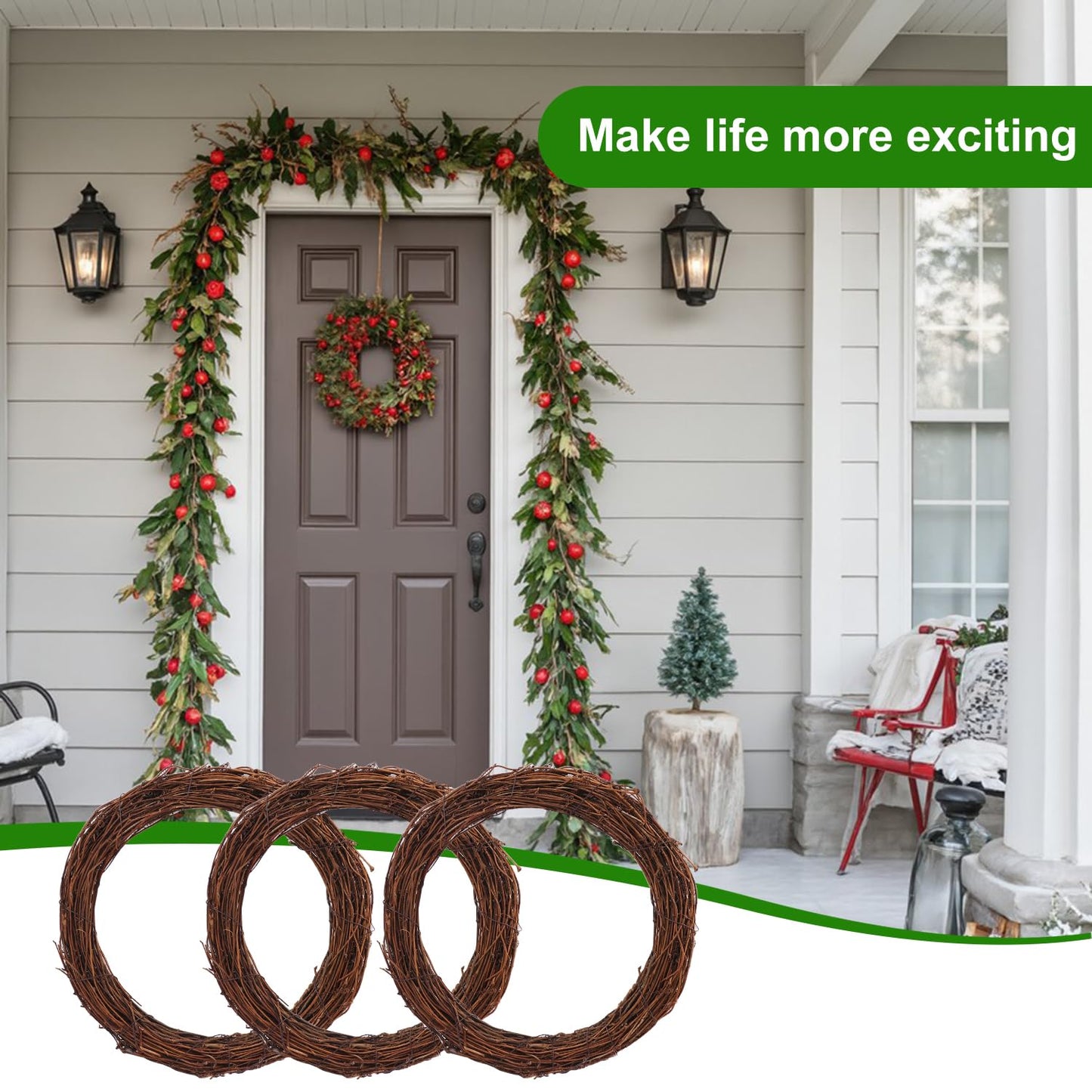GNIEMCKIN 7 Pack 11.8 Inch Natural Grapevine Wreaths, Vine Branch Wreath, Grapevine Garland for DIY Crafts and Christmas Decorations, Ideal for Indoor and Outdoor Use
