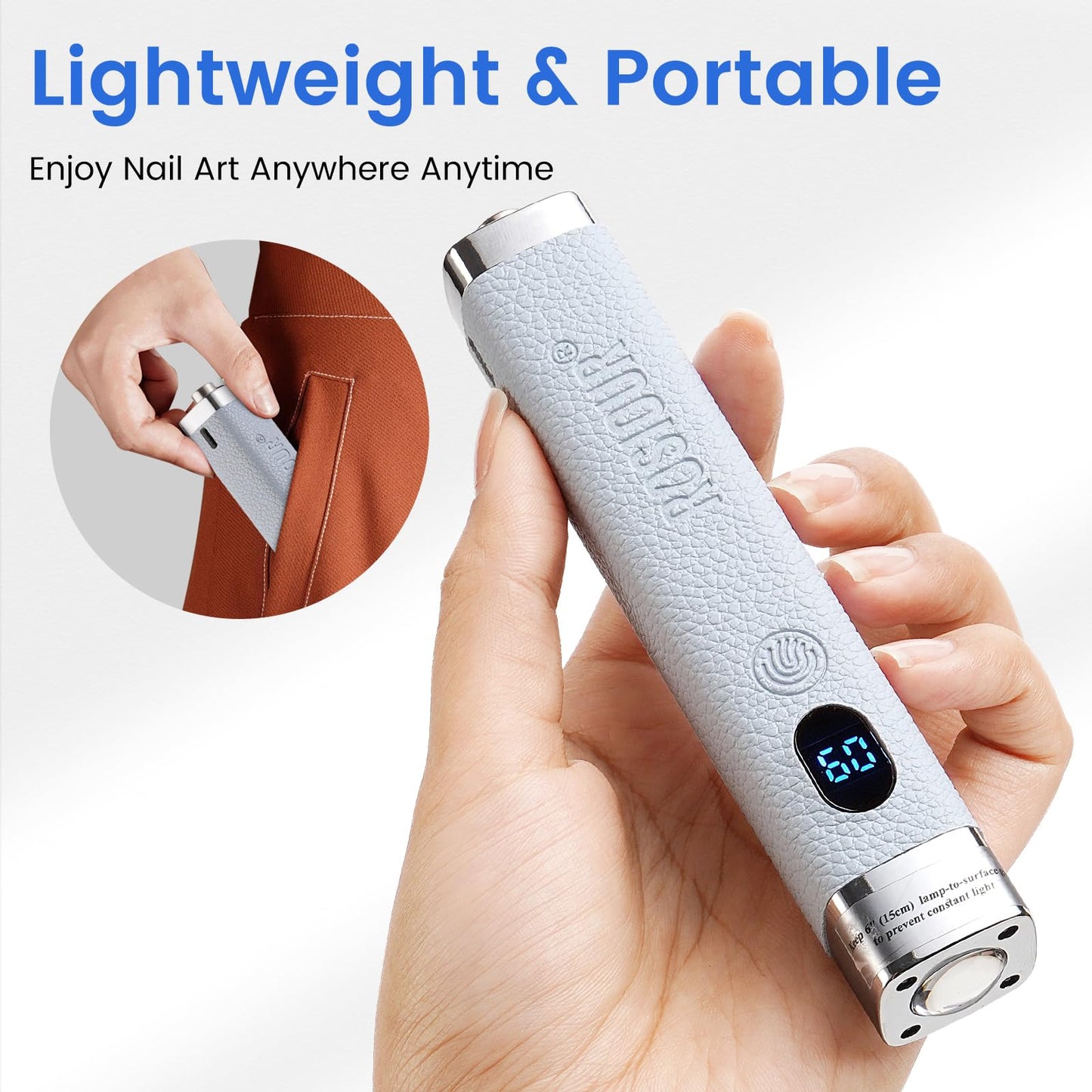 Rosiour Handheld Mini UV Light for Nails: Flash Cure UV Led Nail Lamp with Cat Eye Magnet- Hand Held Fast Dry Single UV Lamp Pen with Auto Sensor for Manicure Home Salon (Blue)