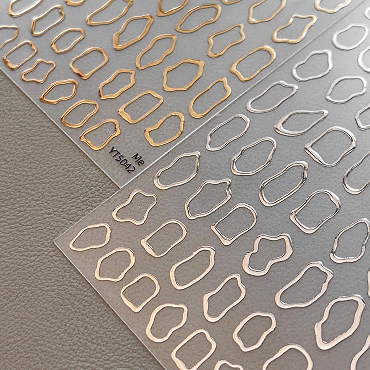 5D Embossed Metal Nail Art Stickers, 4Sheets Gold Silver Irregular Geometric Lines Frames Nail Sticker Hollow Circle Designs Nail Decals for Women Self Adhesive Nails Manicure Accessories