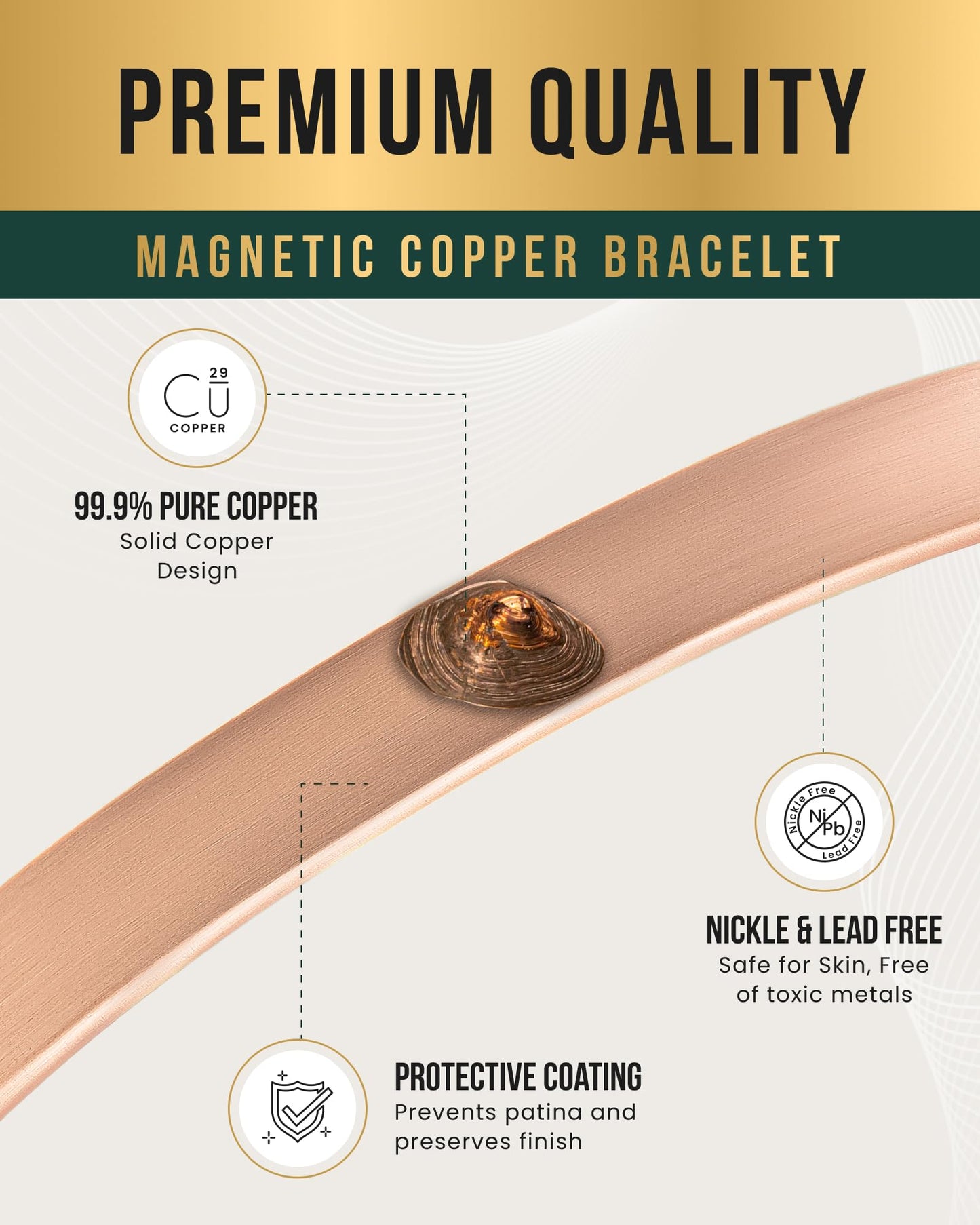 MagnetRX® Magnetic Copper Bracelet for Men & Women – Pure Copper Mens Bracelet or Cuff Bangle (Medium)