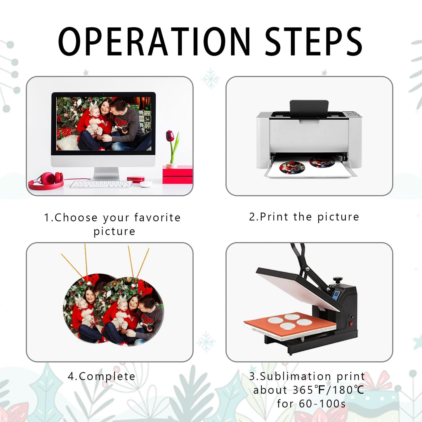 Sublimation Ceramic Ornaments Blanks with Gold String White Round Ornament Decorations Xmas Tree Gift for Heat Press Printing Crafts 12Pcs
