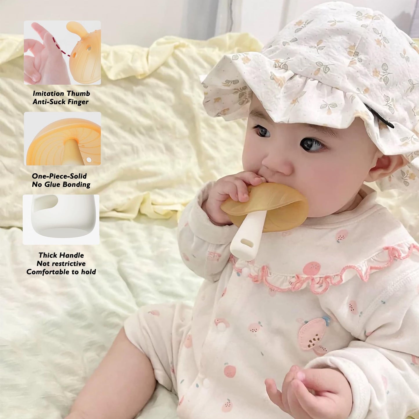 Aurrea Baby Umbrella teether Toy for Babies 2-12 Months,Infant Chew Toy with Travel Case, Easy to Hold & Clean Teething Relief, None Glue,Baby Registry Must Have, for Night