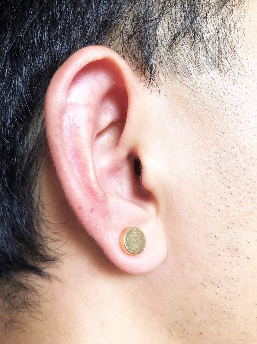 Stainless Steel Magnetic No Piercing Fake Gauges Earring Studs,for Non Pierced Ears,Black,Silver,Colorful,Hypoallergenic