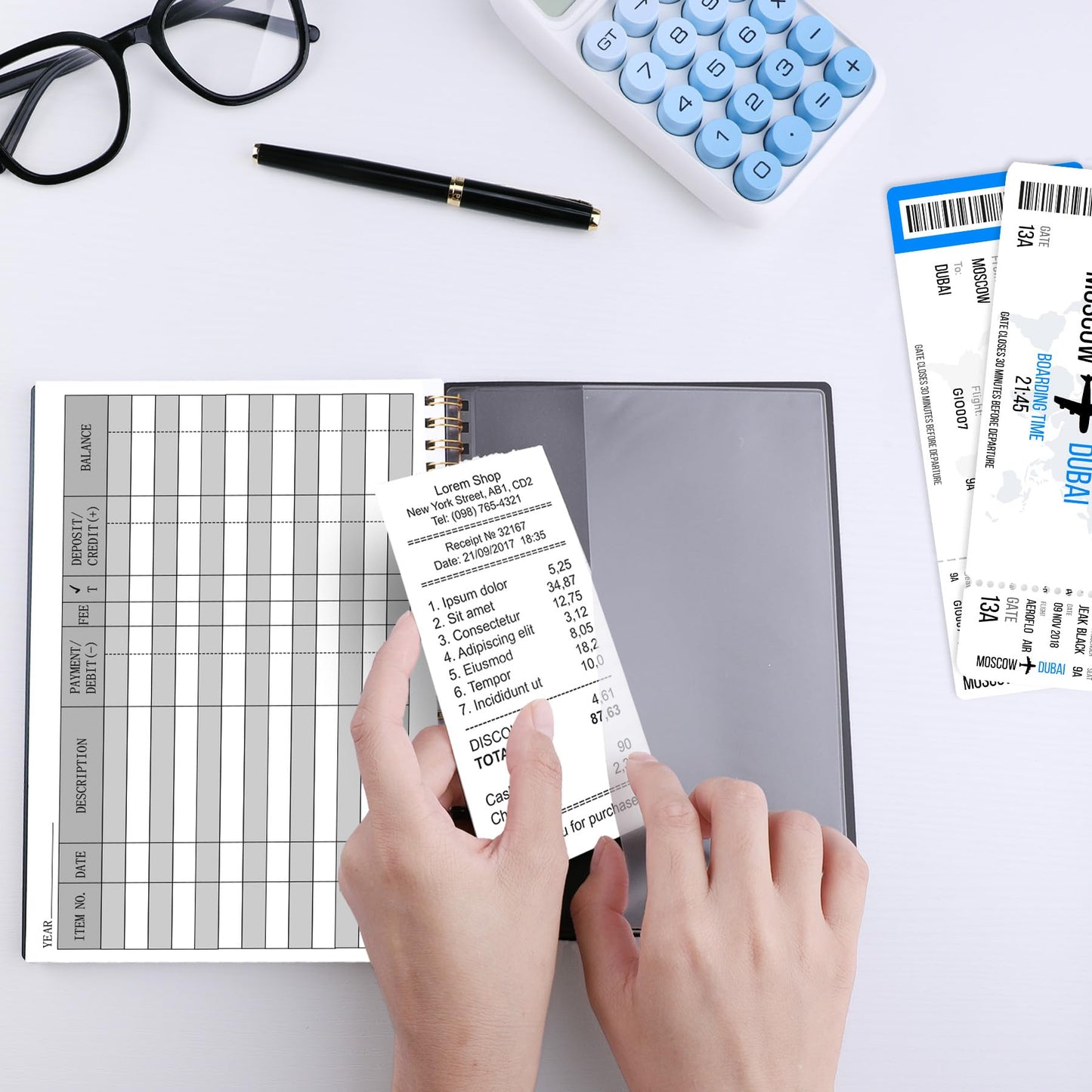 HAUTOCO Check Registers for Personal Checkbook, Transaction Expense Ledger Log Book for Small Business, Checking Account Register Book to Track Payments, Deposits, Finances, 8.4 x 6.2'', Black