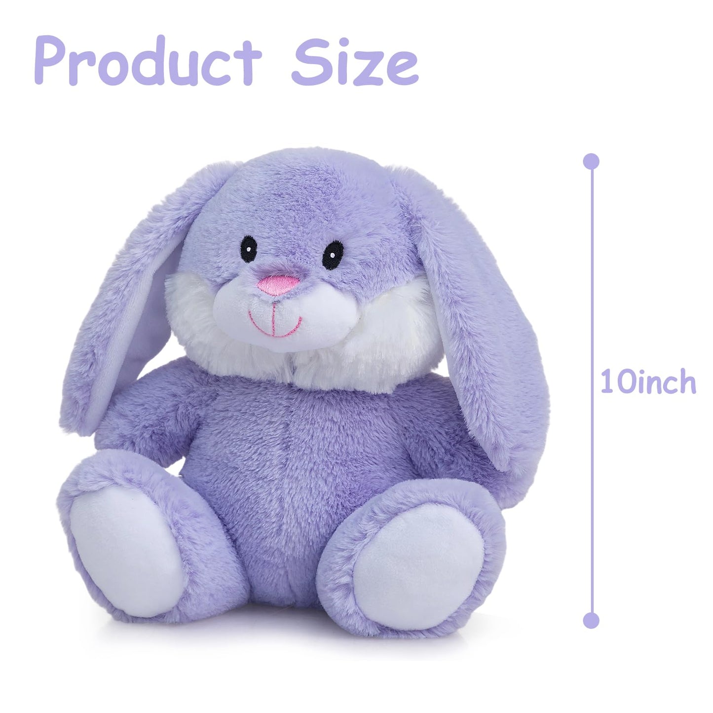 HollyHOME Easter Bunny Stuffed Animal Stuffed Bunny Plush Soft and Cuddly Stuffed Rabbit Easter Gift for Kids Baby Girls 10 inch Purple