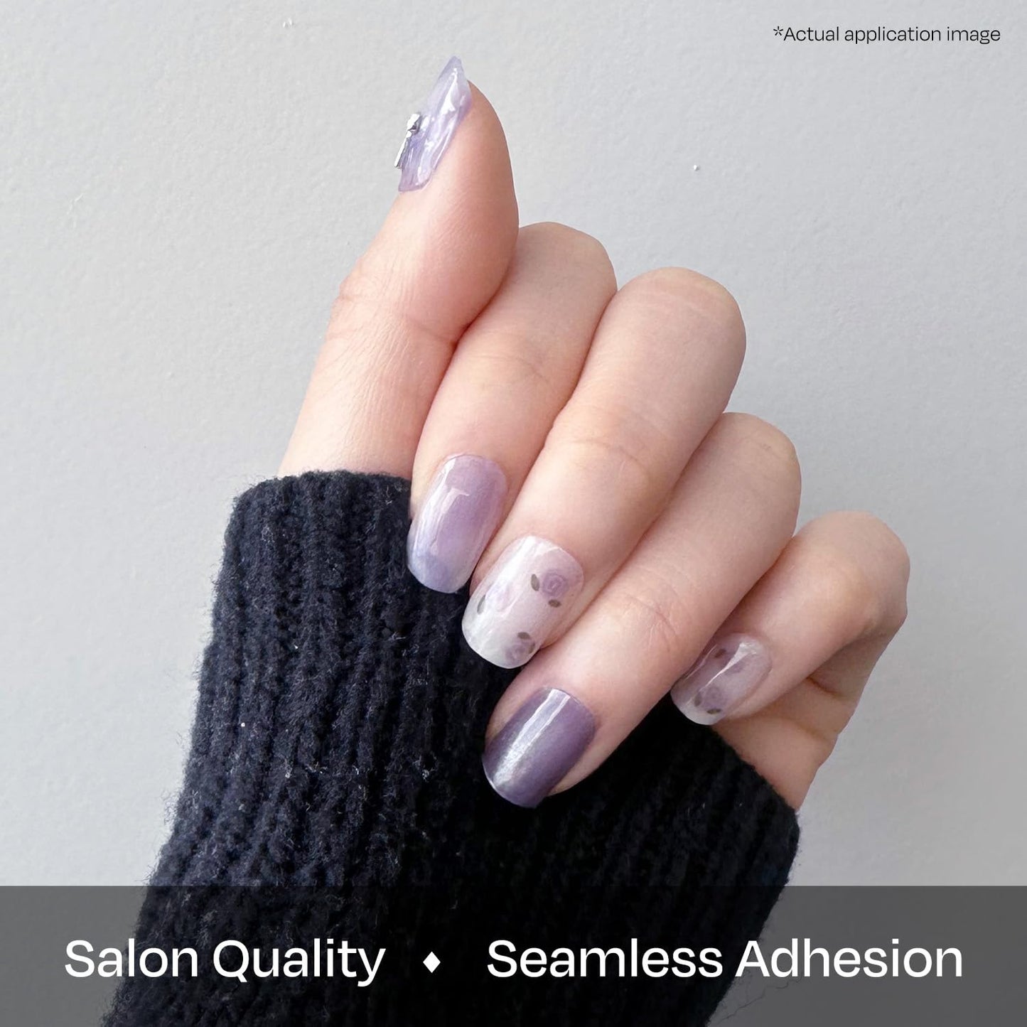 ohora Semi Cured Gel Nail Strips (N Dreamy Rose) - Magnet, Marble, Purple, Works with Any Lamps, Salon-Quality, Long Lasting, Easy to Apply & Remove - Includes 2 Prep Pads, Nail File & Wooden Stick
