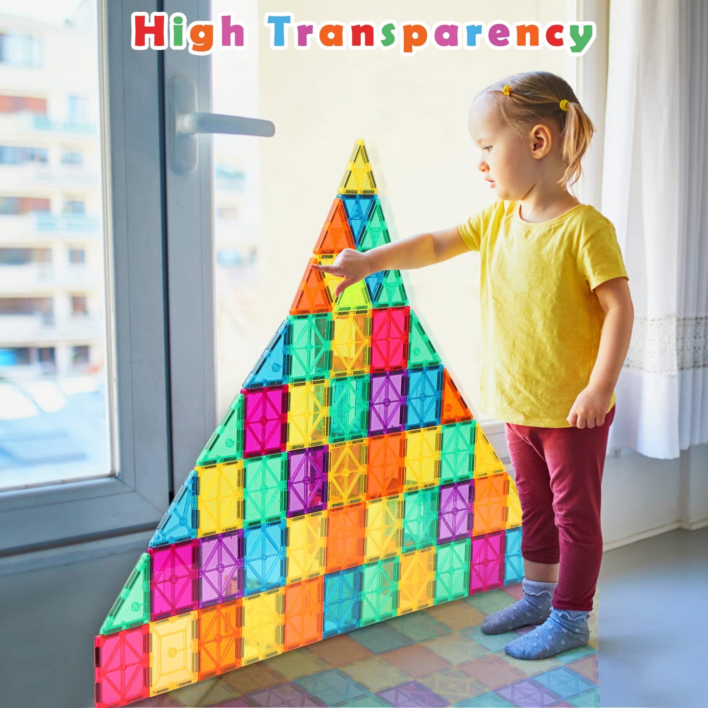 Gemmicc 2PCS Magnetic Cars + 63PCS Magnetic Tiles Set