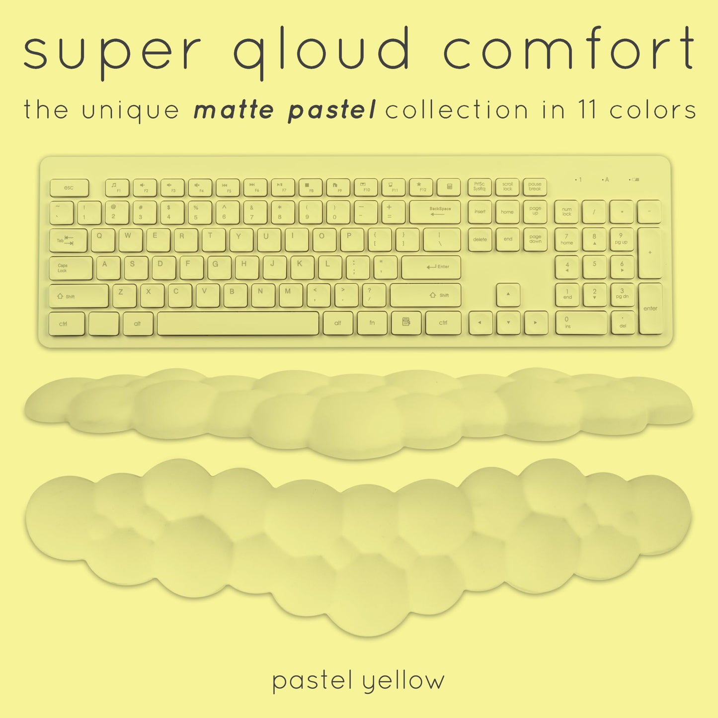 Create-ables Qloud Cloud Wrist Rest Keyboard Wrist Rest for Computer Keyboard Pad, Cloud Keyboard Wrist Rest, Wrist Pad for Keyboard, Memory Foam, Non Slip Base, Comes with Mouse Pad - Yellow