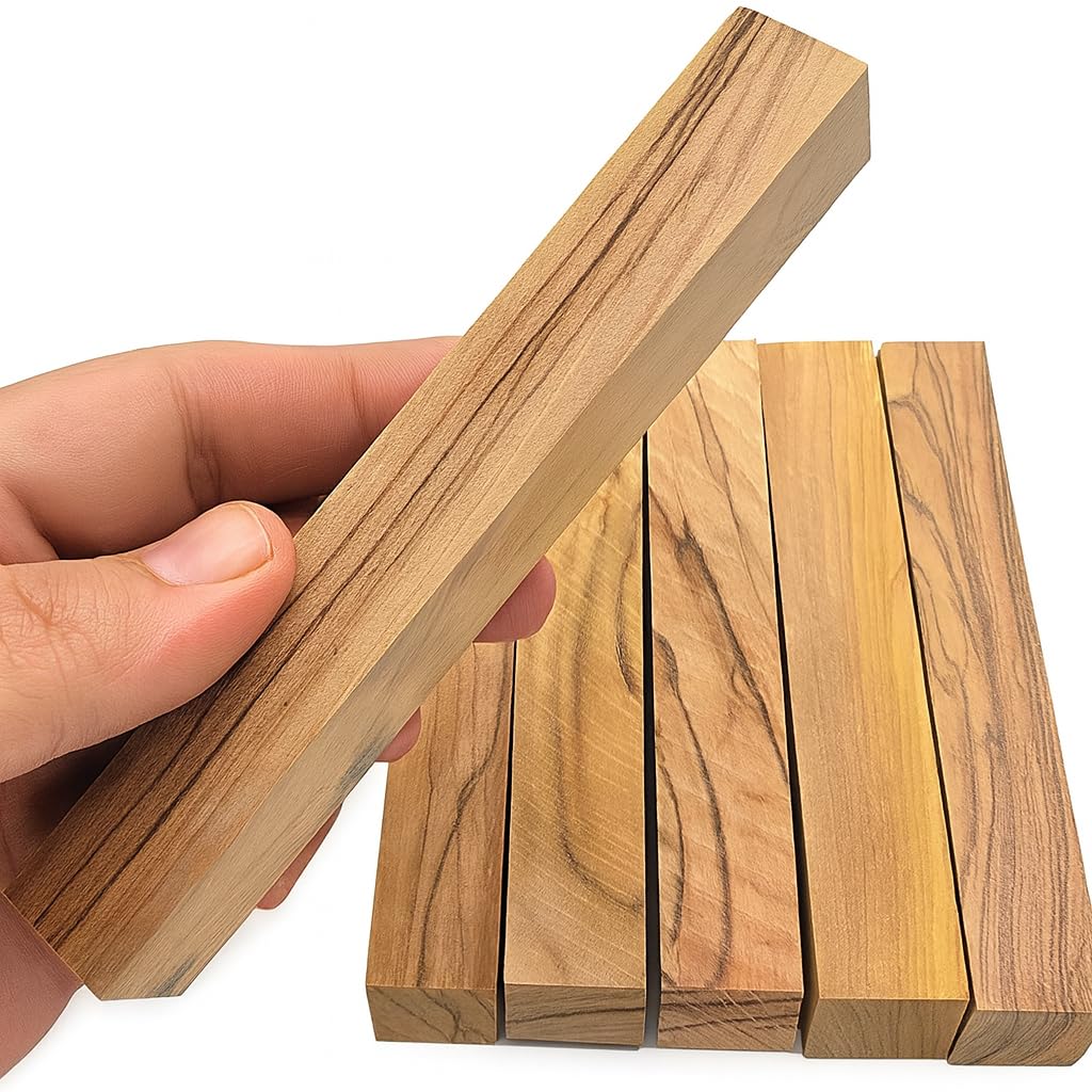 Zuluf 10 Authentic Bethlehem Olive Wood Pen Blanks with Certificates - BLANK104, Exotic Holy Land Wood Turning Blanks, 0.75" x 0.75" x 5" - Ideal for Pen Making, Woodturning, & Carving Projects