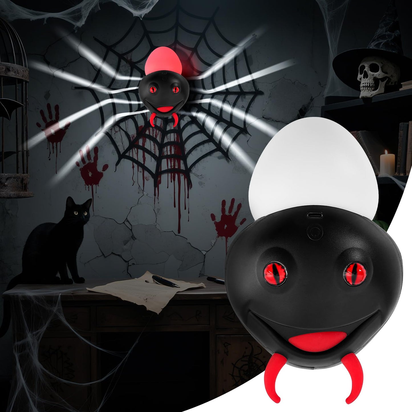 Halloween Decorations Spider Wall Light, Indoor LED Spiders Lights with Remote Control，Magnetic Wall-Mounted Spider Light Creates a Scary Atmosphere for Homes, Living Rooms and Bedrooms(Black)
