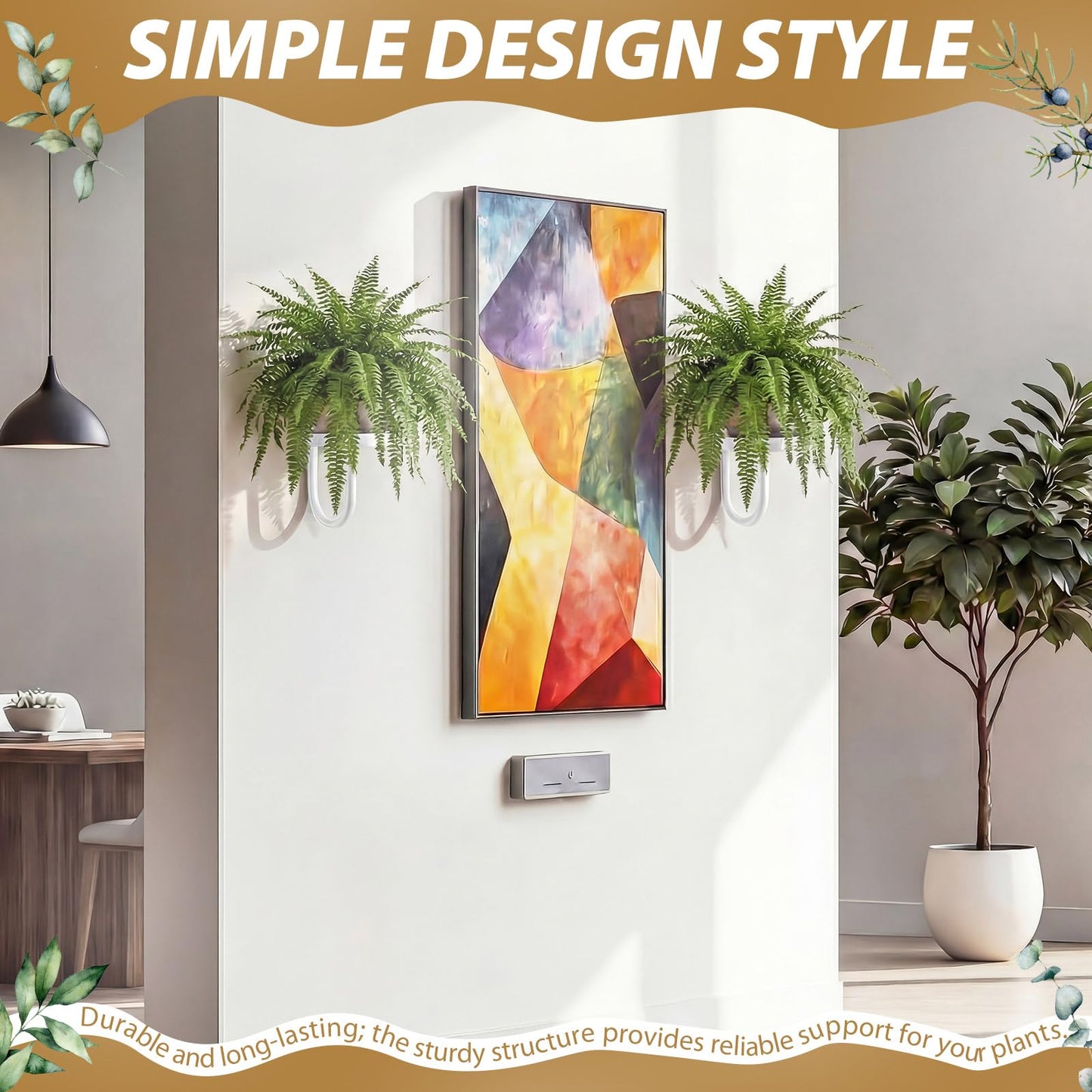 Otoolling 2 Pcs Hanging Planters for Indoor Plants Wall Plant Holder Plant Hanger Wall Planters Shelves Decor for Living Room Bathroom Window (White)