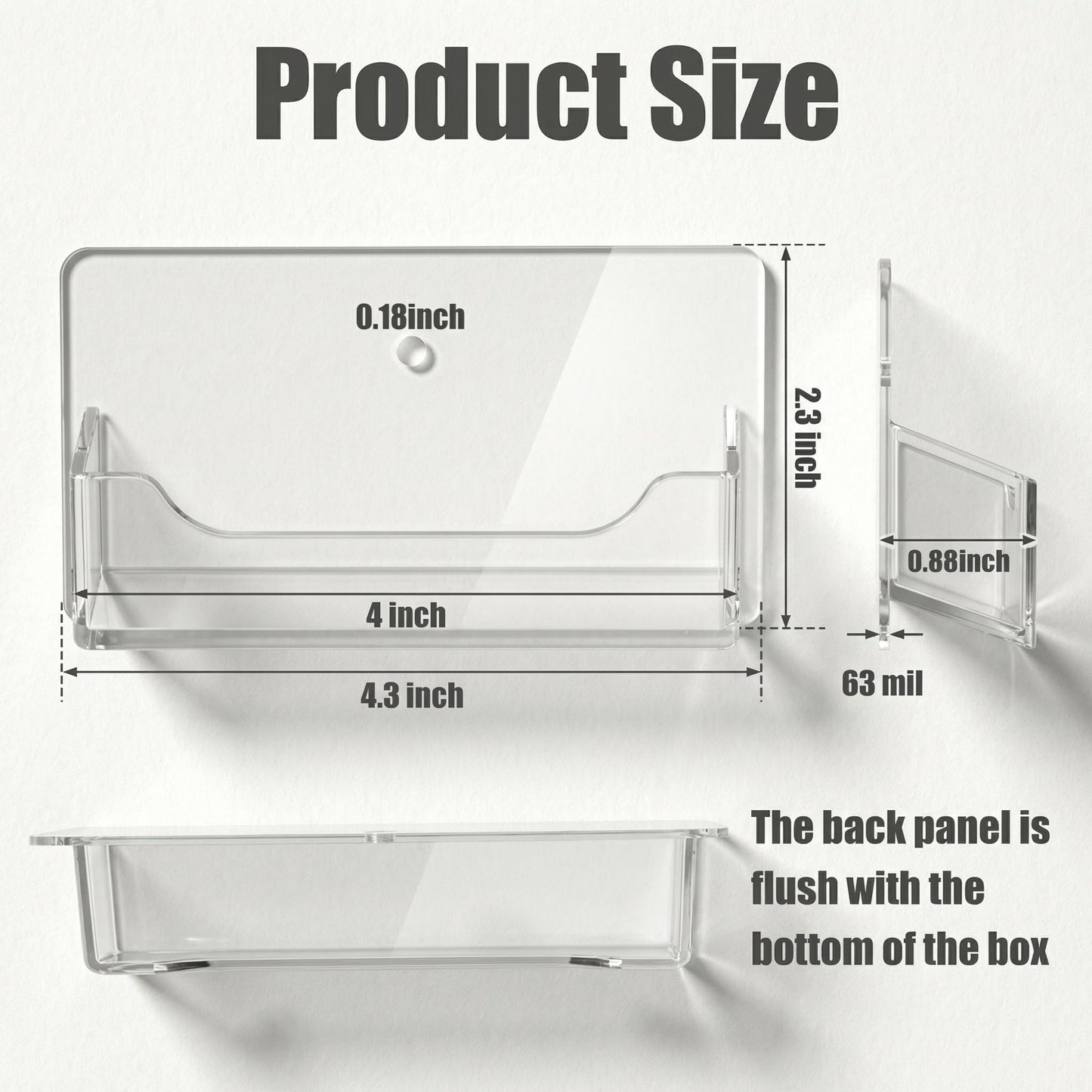 Wesiti 4 Pcs Business Card Holder Wall Mount Clear Acrylic Desk Visiting Card Holder Display Plastic Stand Door Desktop Organizer for Office Home Wall Mount Place on Table Fit 40-50 Business Cards