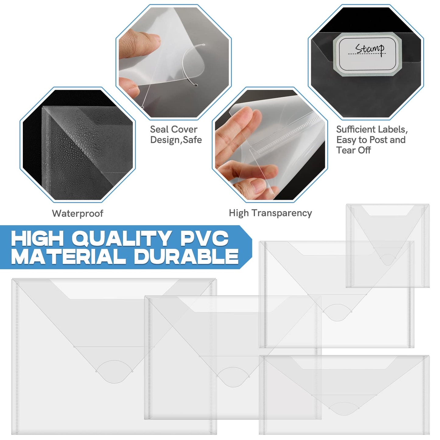 Briartw 30 Pack Storage Bag,Resealable Plastic Envelopes Pockets for Cutting Dies Stencil Crafts Organizer Holder,6x8.75"Clear Storage Envelopes for Clear Stamp,Die Cuts,Scrapbook Paper
