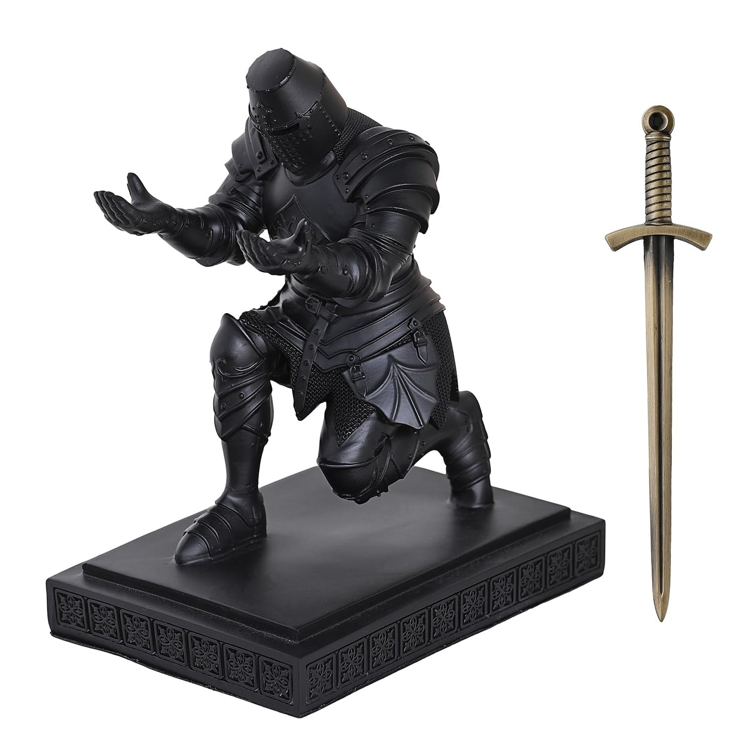 NCQIXIAO Templar Vanguard Soldier Pen Holder Pencil Stand Desk Organizers and Accessories as Gift for Medieval Warrior Enthusiast (Black)