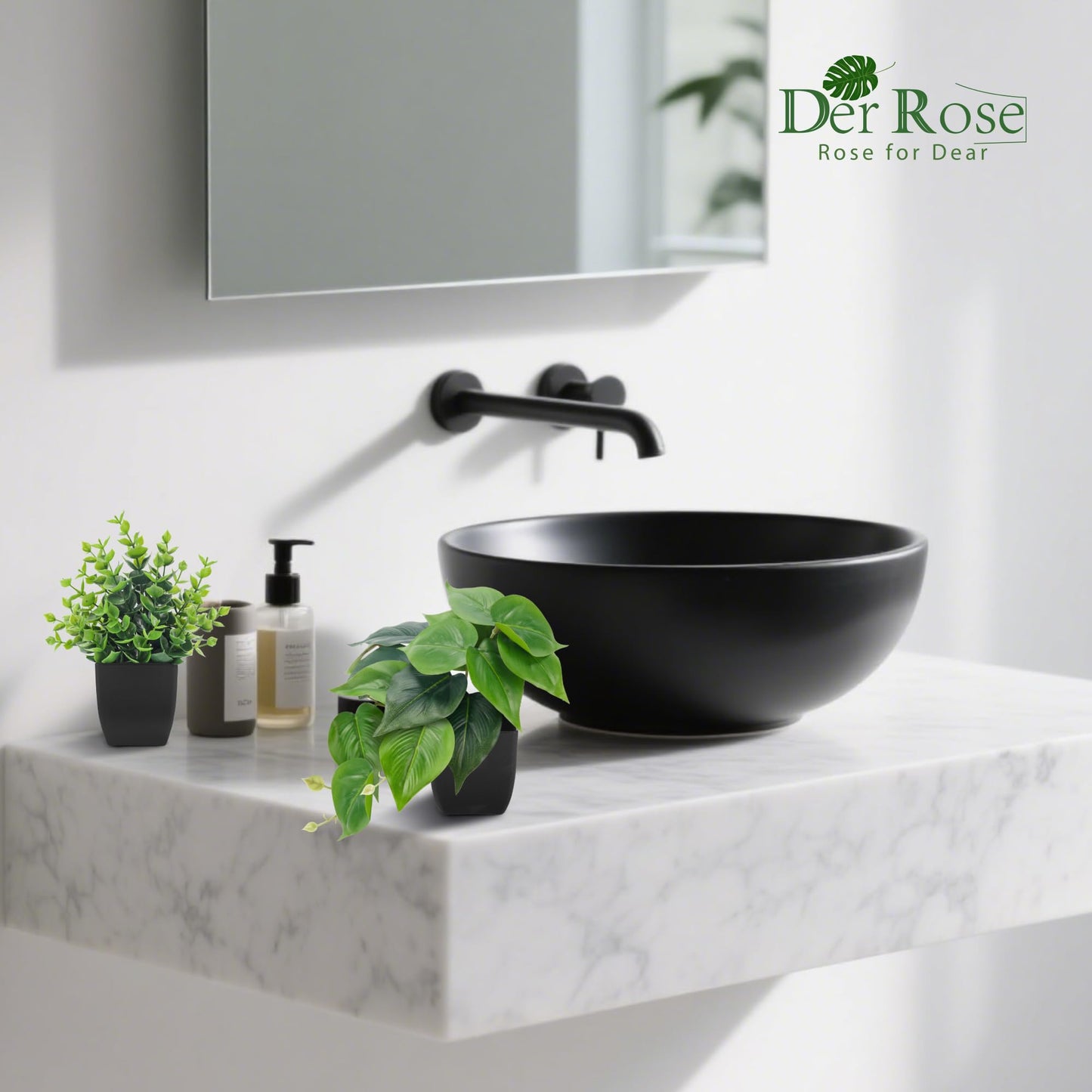 Der Rose 6 Pack Fake Plants Small Artificial Plants in Black Pots for Home Office Desk Bathroom Aesthetic Farmhouse Room Decor Indoor