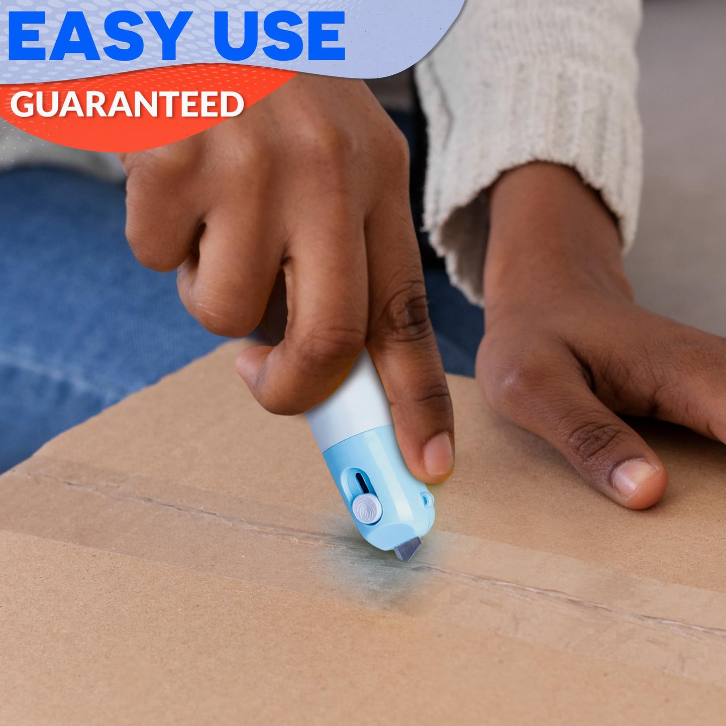 2 Pcs Water-Based Thermal Paper Eraser Pen with Mini Unboxing Knife - 2 in 1 Thermal Label Eraser with Box Cutter Knife for One Smear Printed Text Covering - Liquid Redacting Marker with Small Blade