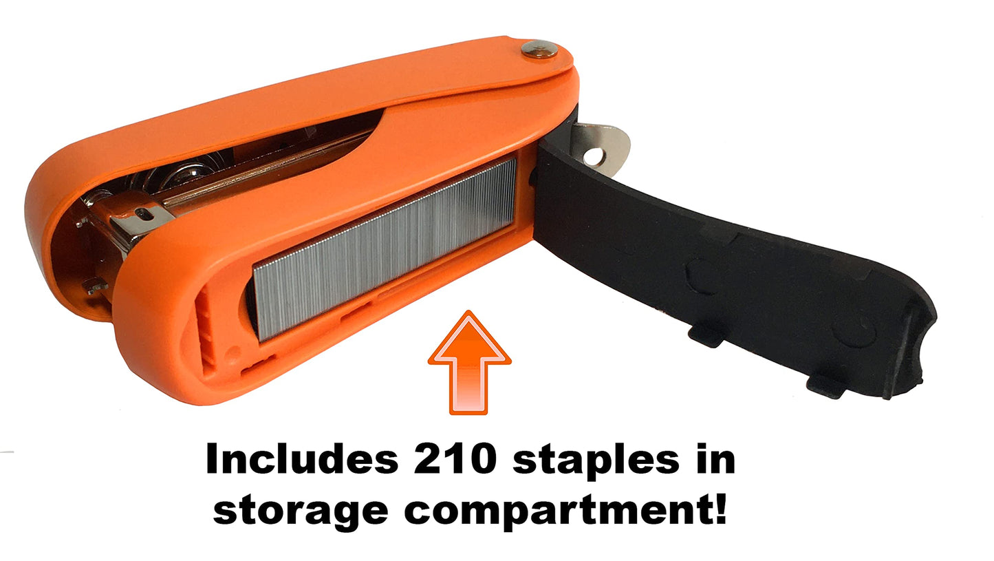 Praxxis Pro Office Supplies - Aria-Plus Half-Strip Mini Stapler - Durable, Compact, and Colorful Stapler for Office and Travel Use, Compatible with Standard 26/6 Staples, Orange