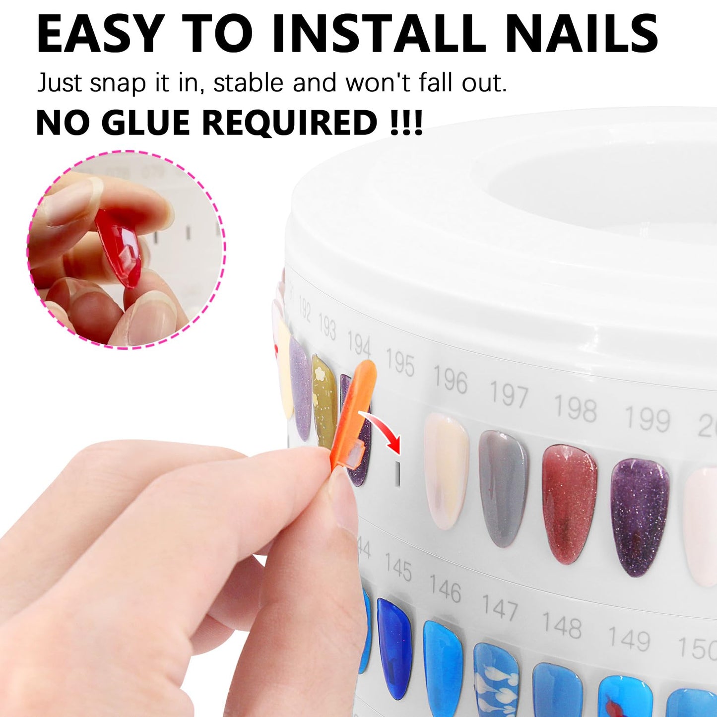 Upgraded Nail Polish Display Book 300 Colors, Professional Nail Color Sample Display Show with Transparent Nails Tips and Nails Polish Number Stickers