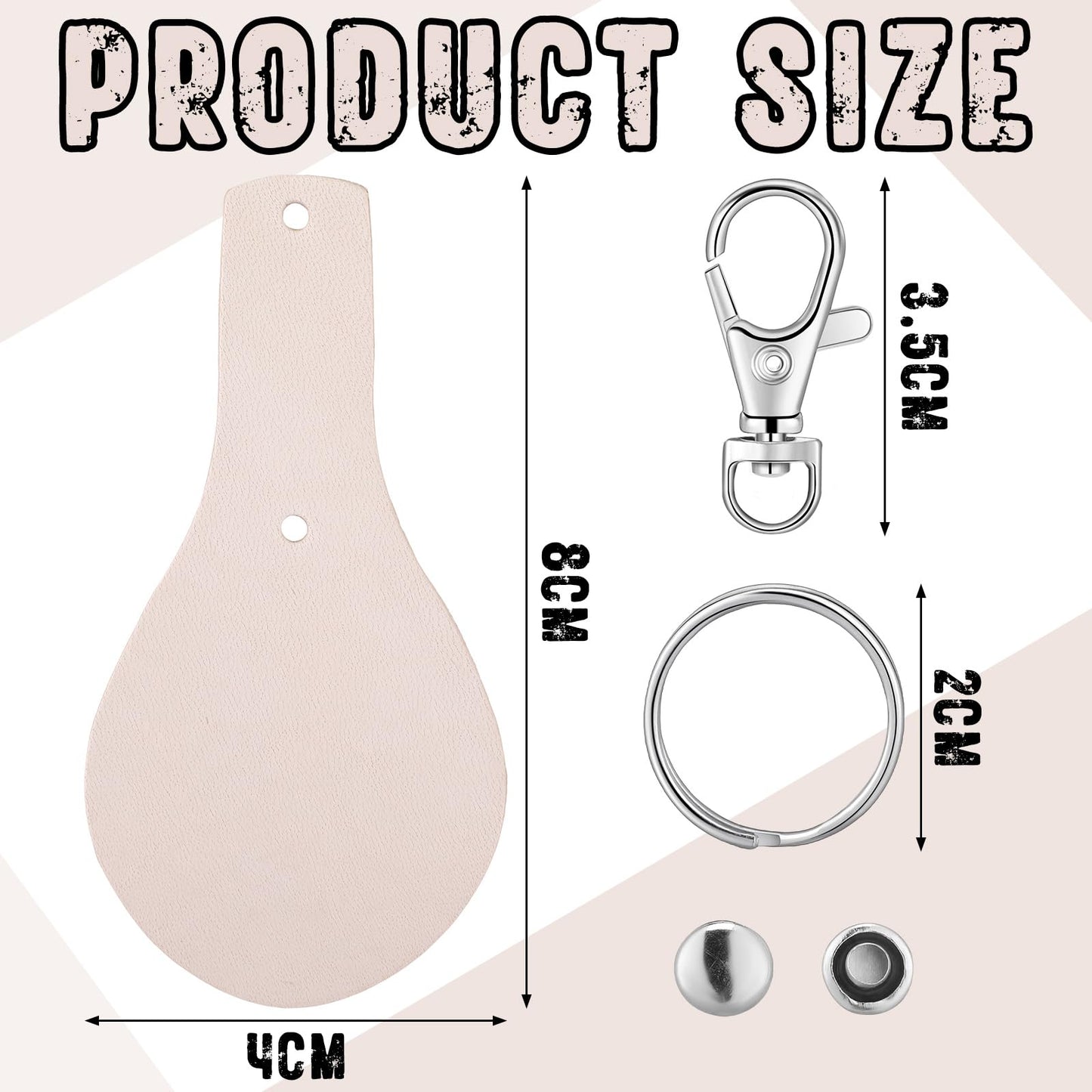 Landical 20 Pcs Leather Keychain Blank Craft Kit PU Leather Key Swivel Hook Keyring for DIY Stamping Laser Engraving(Round)